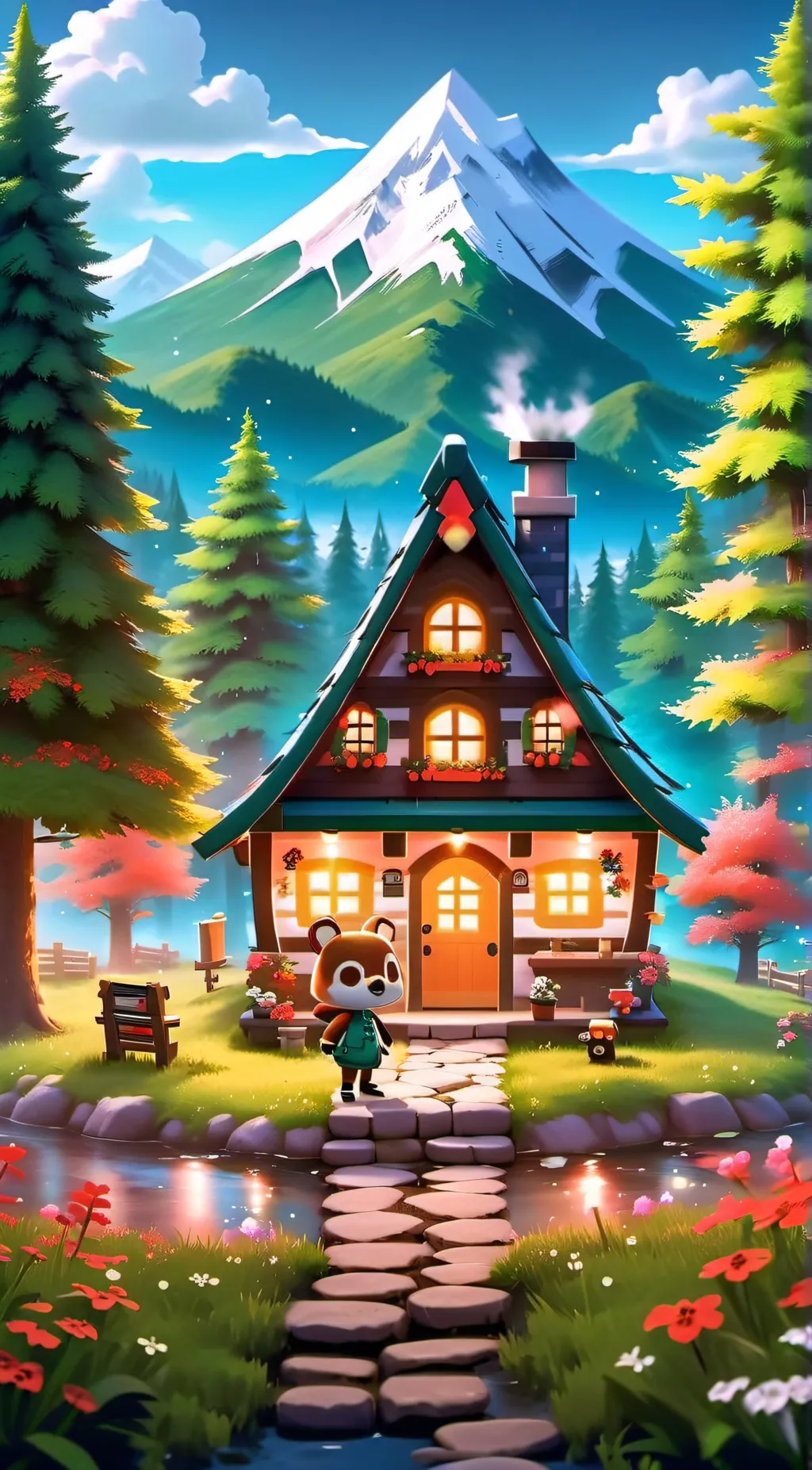 ai character: 🏕 New Horizons 🏝 background