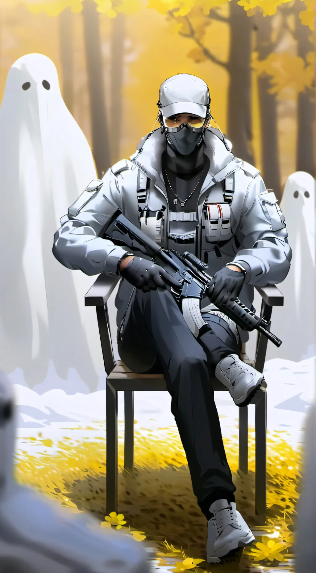 ai character: Ghost from COD background