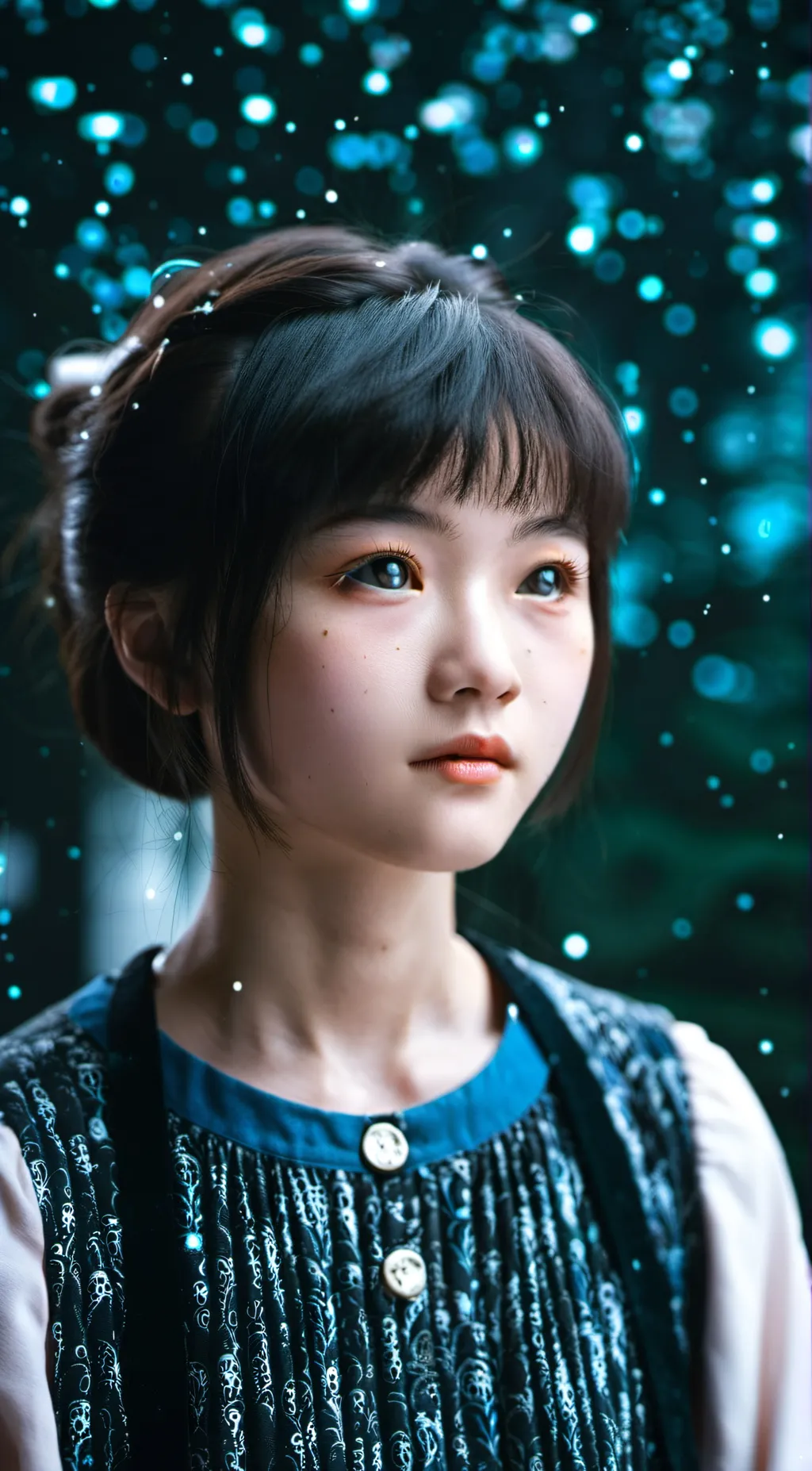 ai character: starry eyed girl background