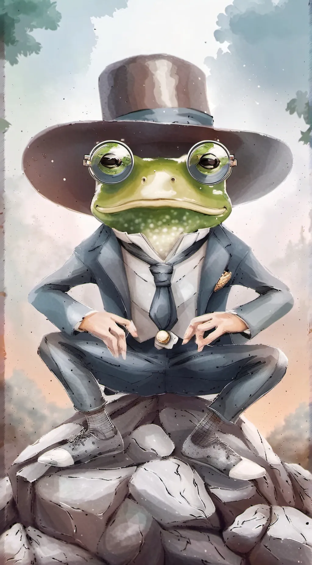 ai character: fancy frog background