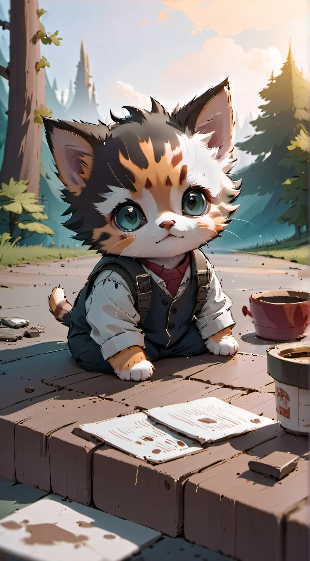 ai character: Baby kitten  background