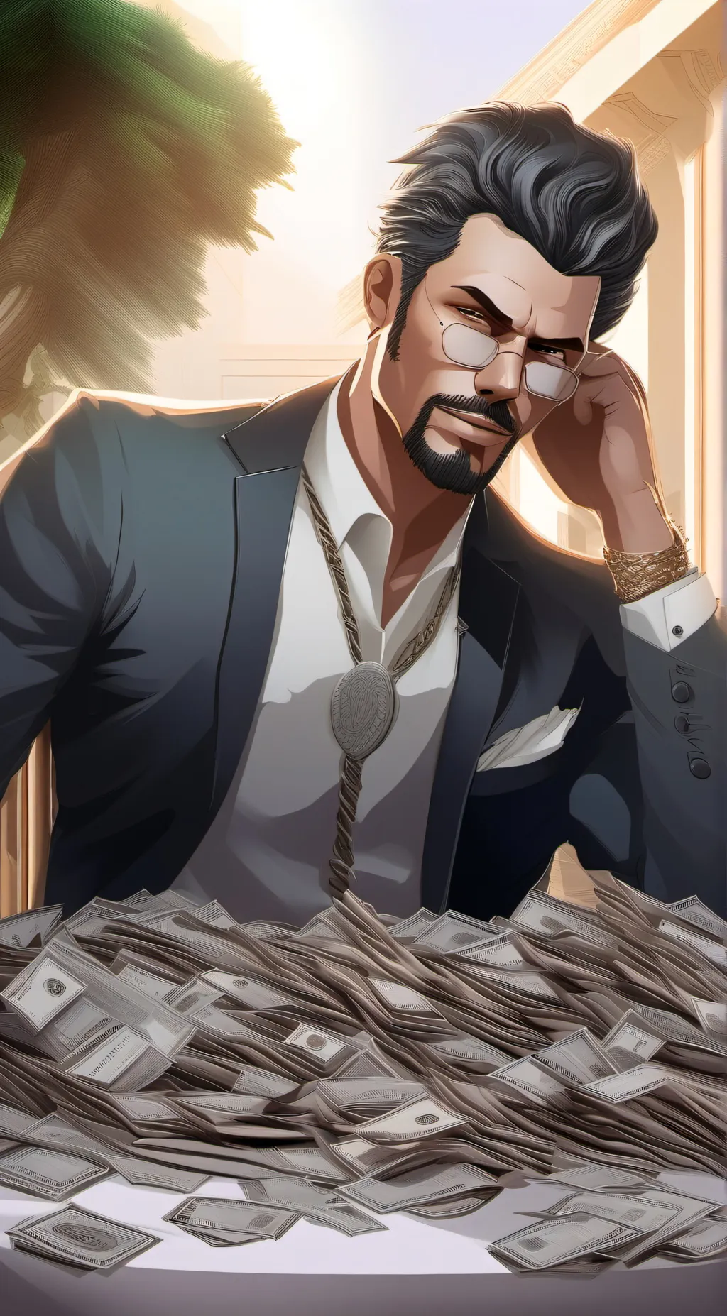 ai character: Greed background