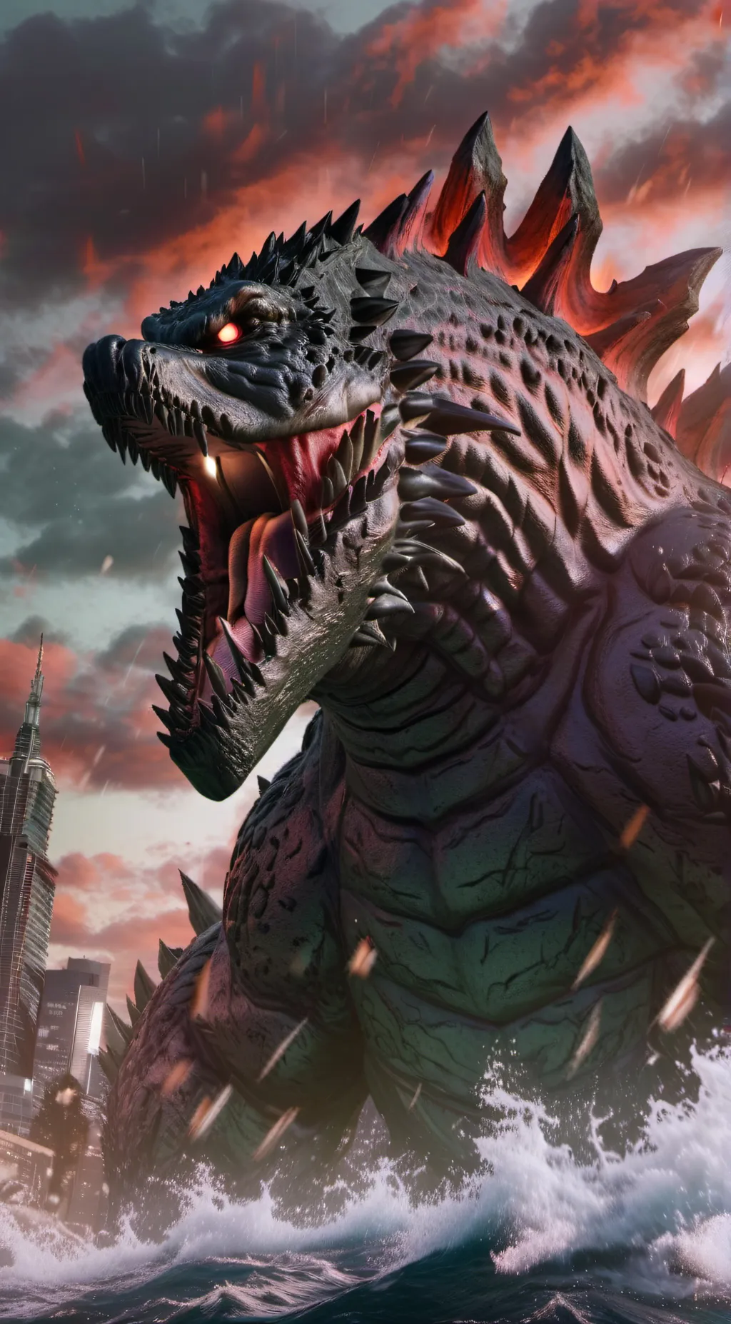 ai character: Shin Godzilla  background