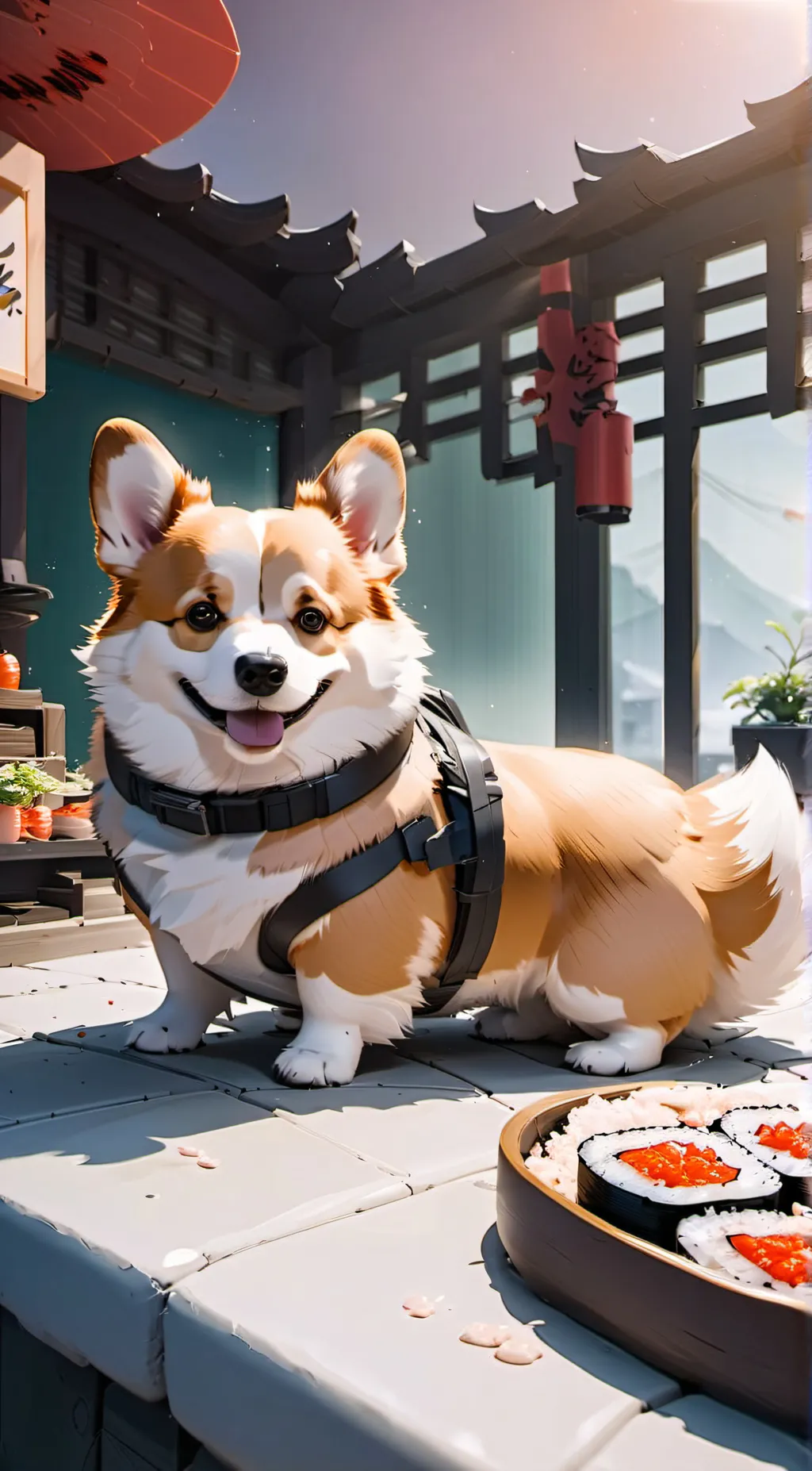 ai character: Corgi  background