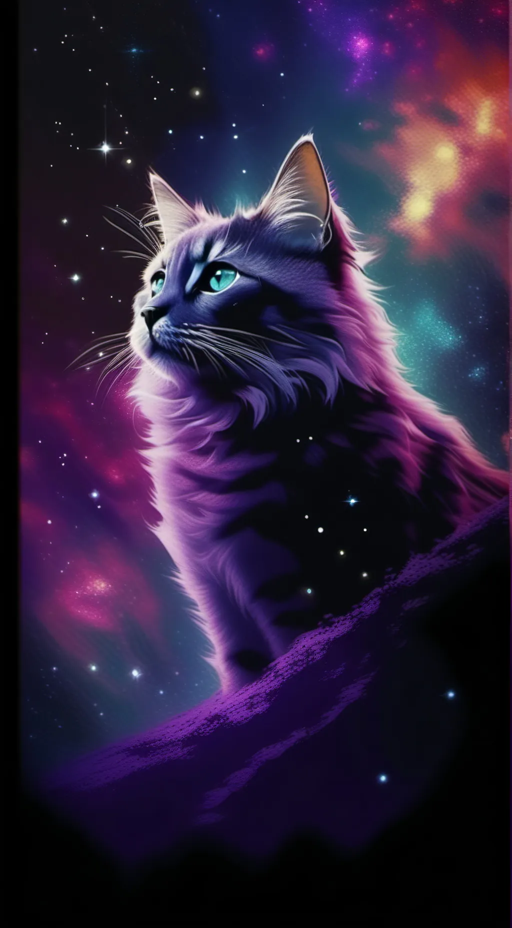 ai character: galaxy cat background