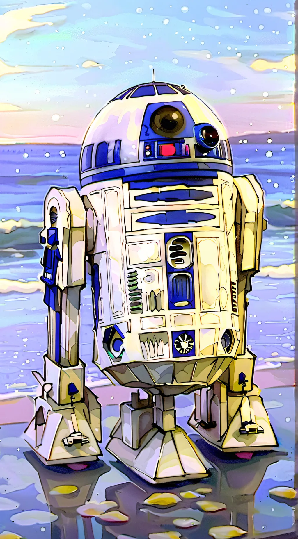 ai character: r2 d2 background