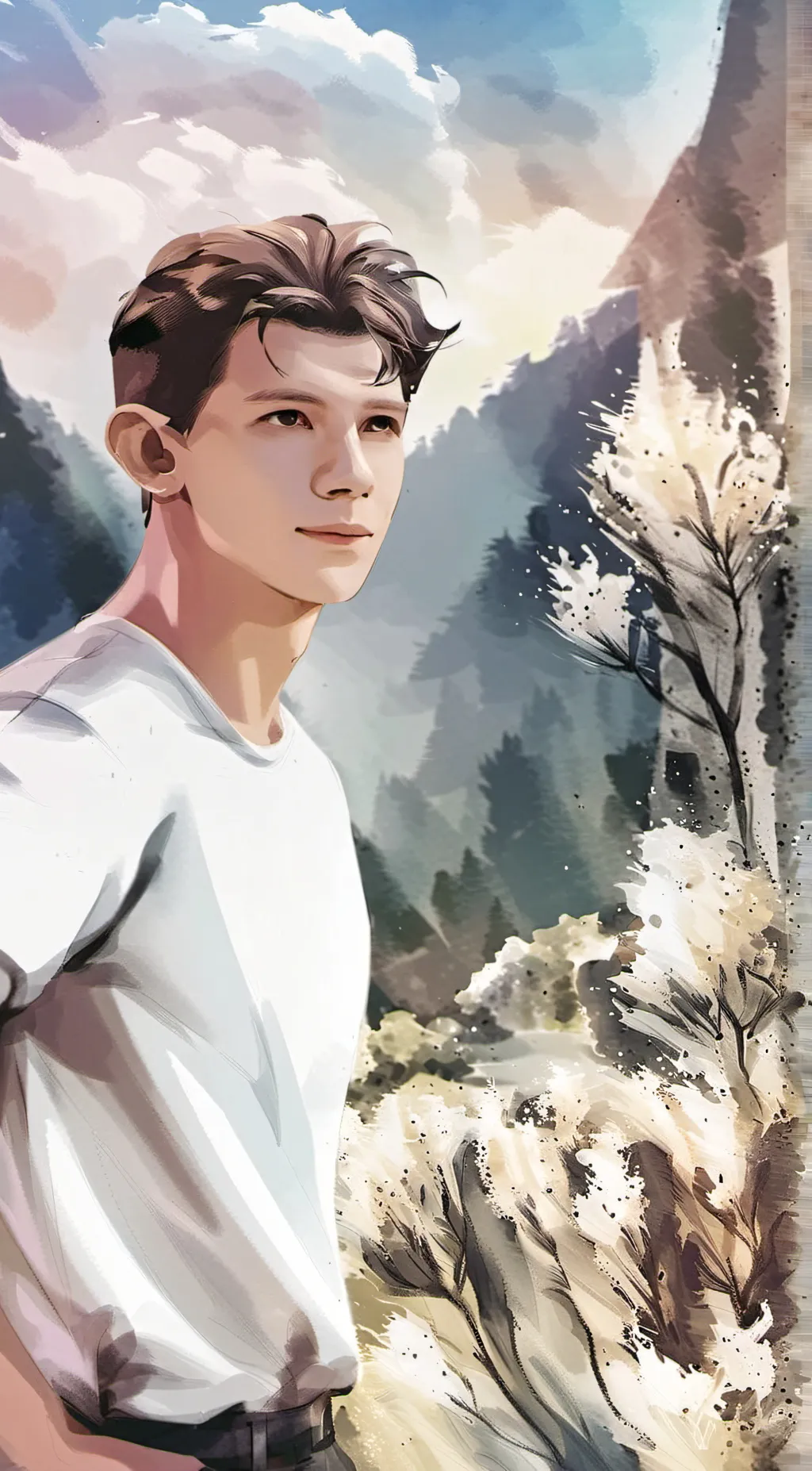 ai character: Tom Holland  background