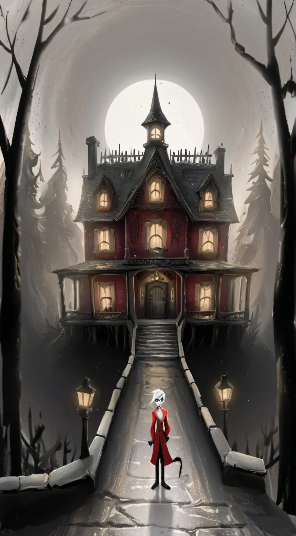 ai character: Hazbin farm background