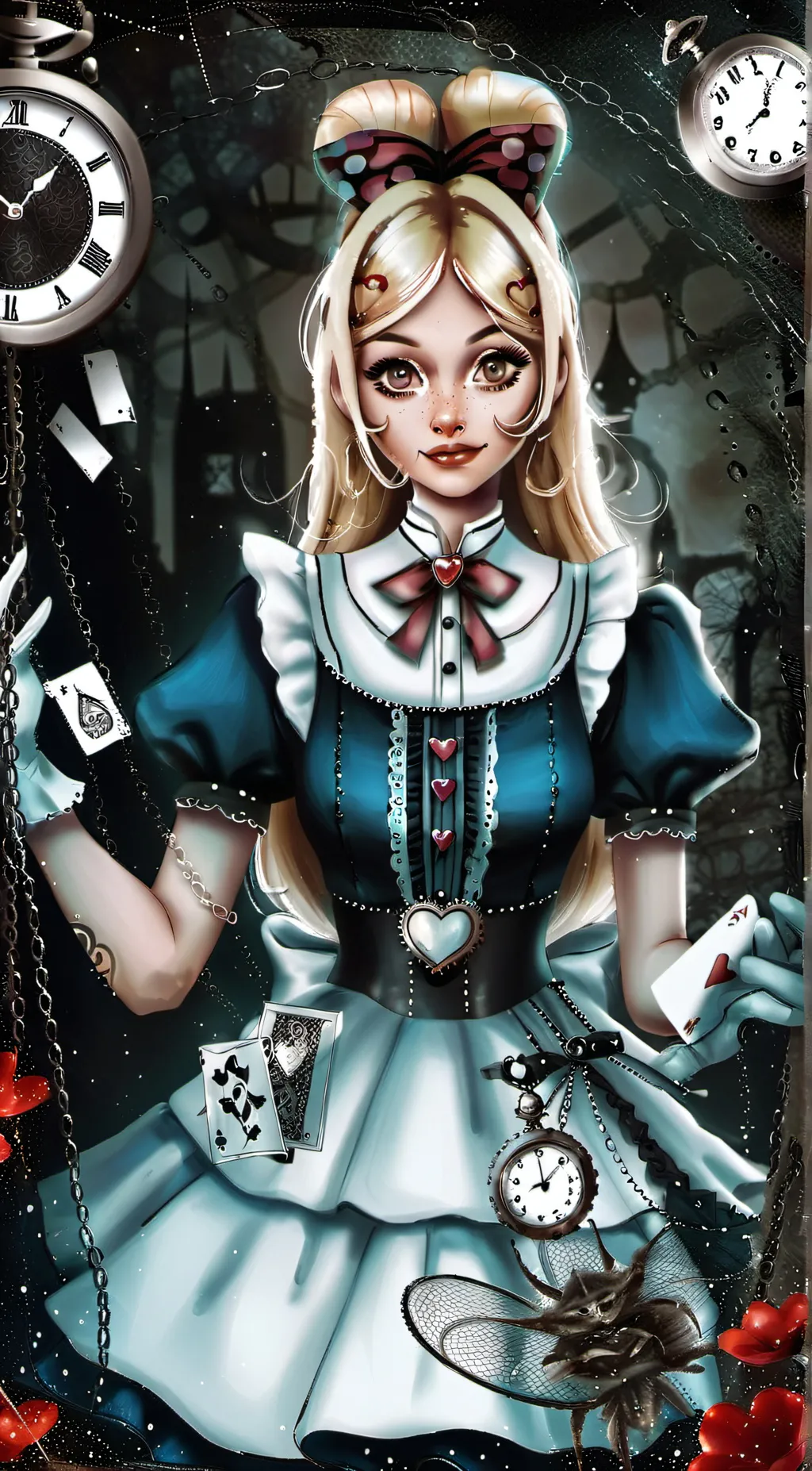 ai character: Steampunk Alice  background
