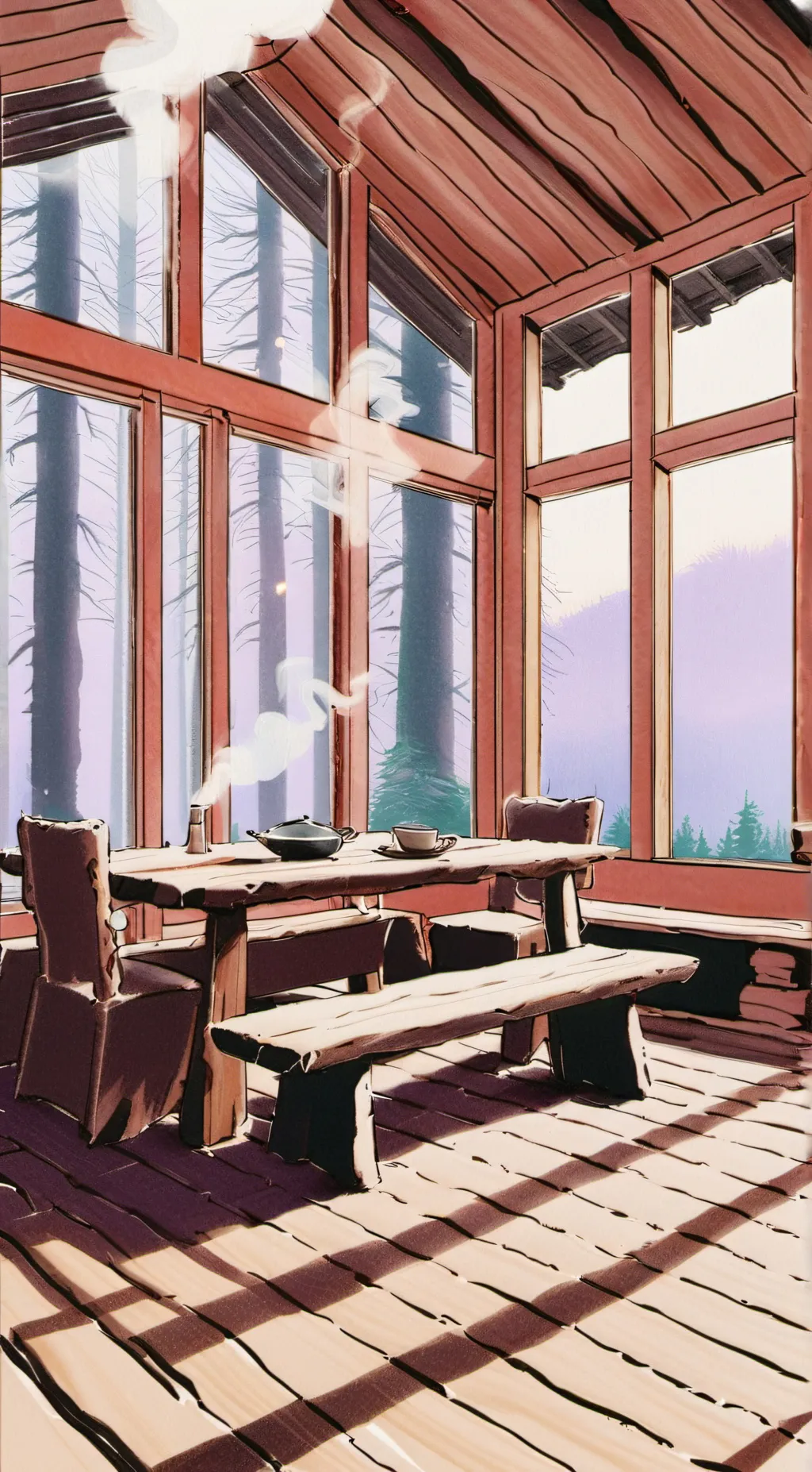 ai character: Cozy Cabin background