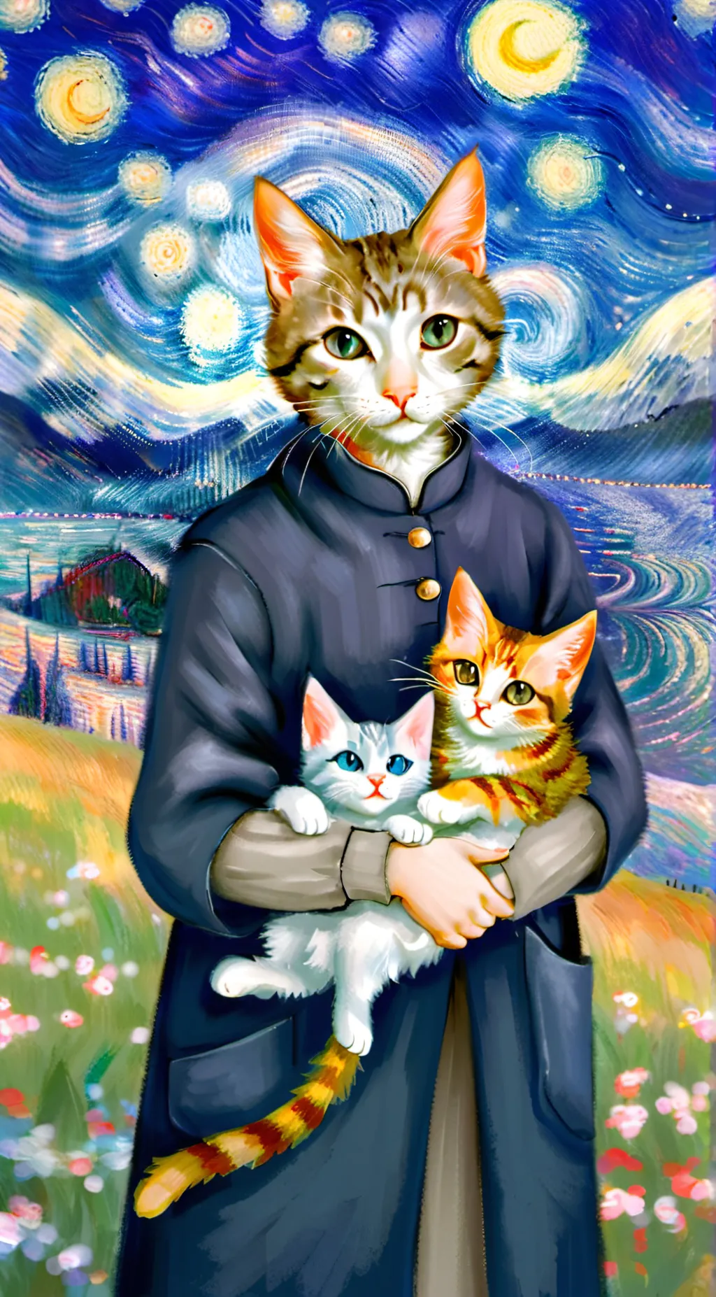 ai character: Blind and deaf cat background