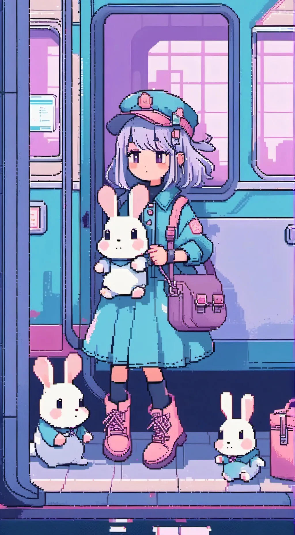 ai character: Violet background