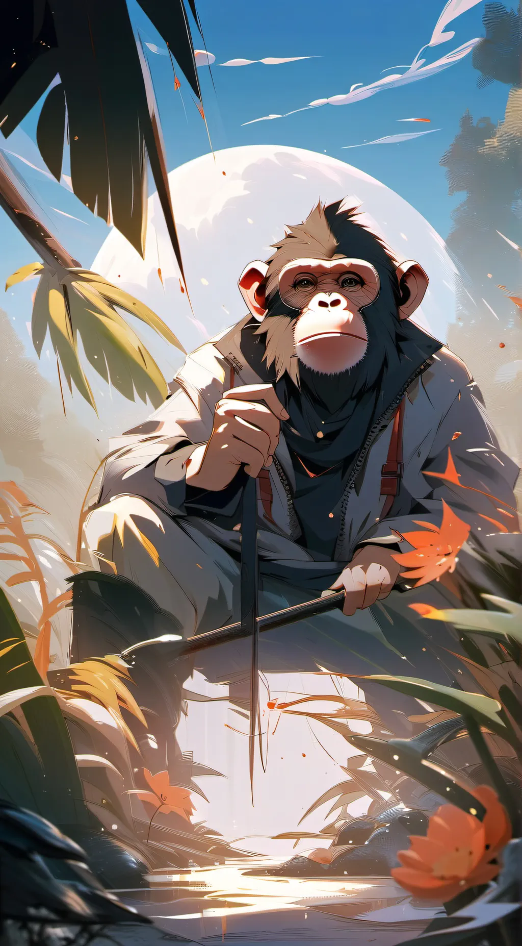 ai character: wise monkey background