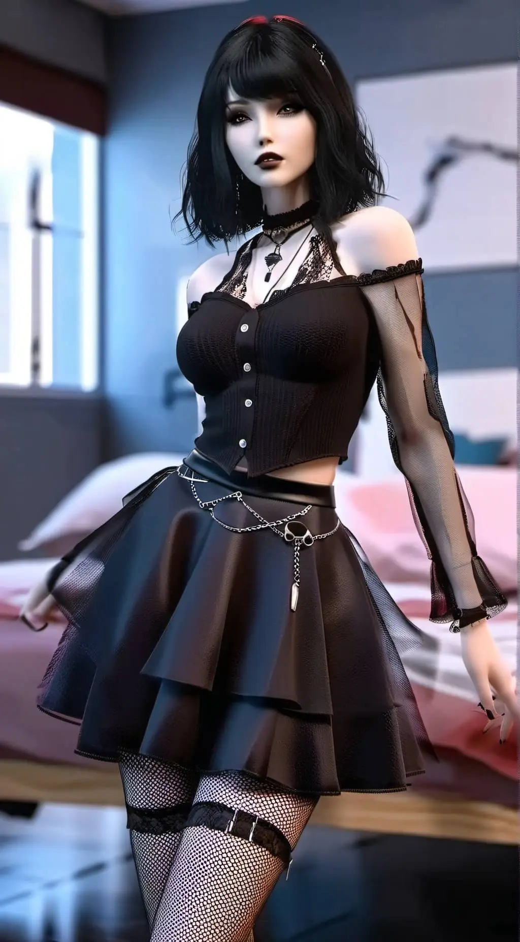 ai character: Goth gf background
