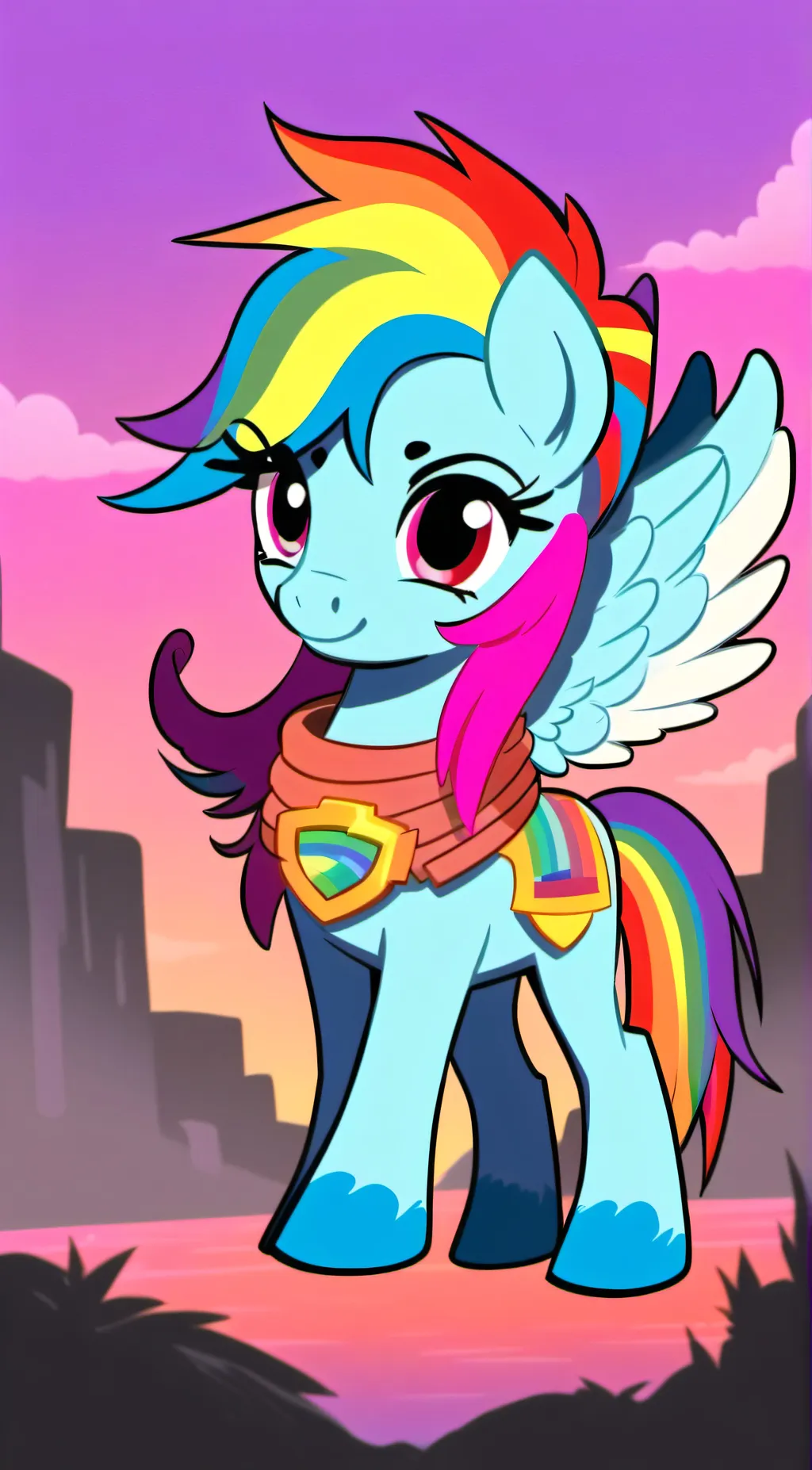 ai character: Rainbow Dash  background