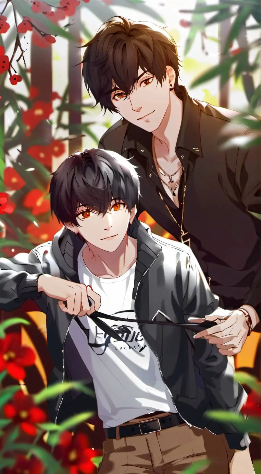 ai character: Asher and Xavier  background