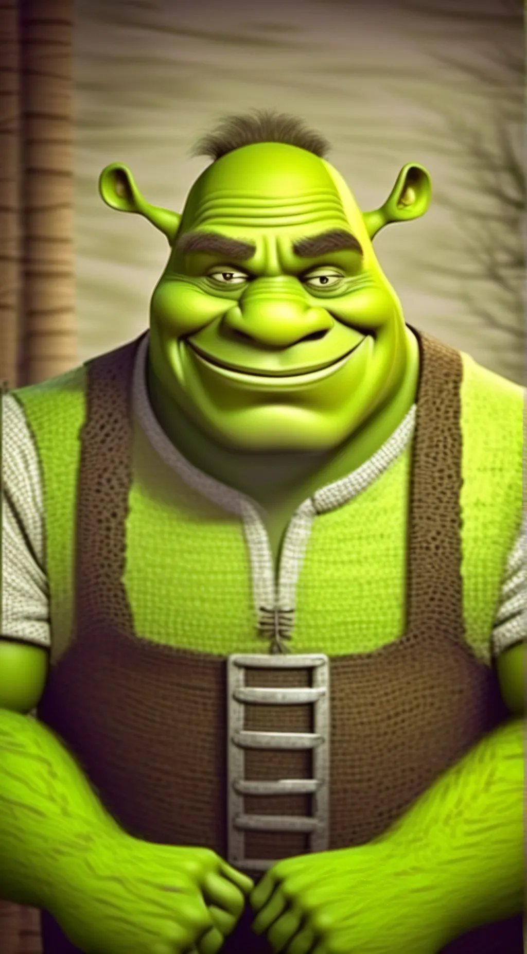ai character: SHREK  background