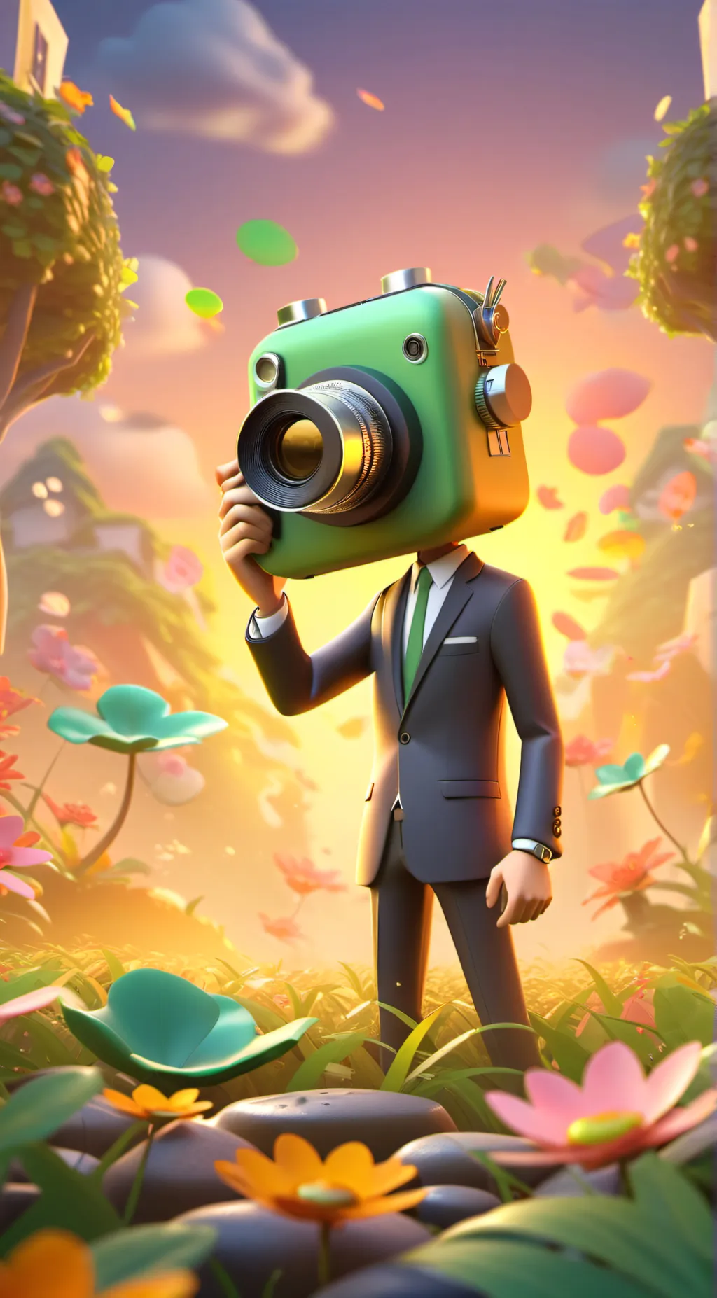 ai character: camera men background