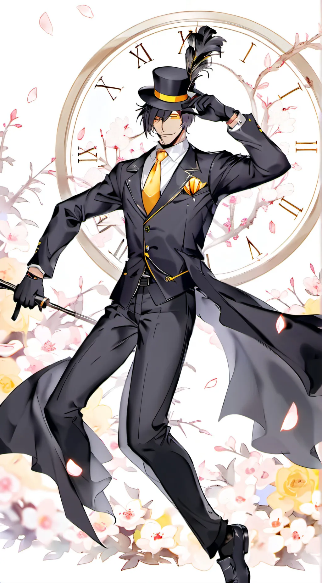 ai character: Large clock man  background