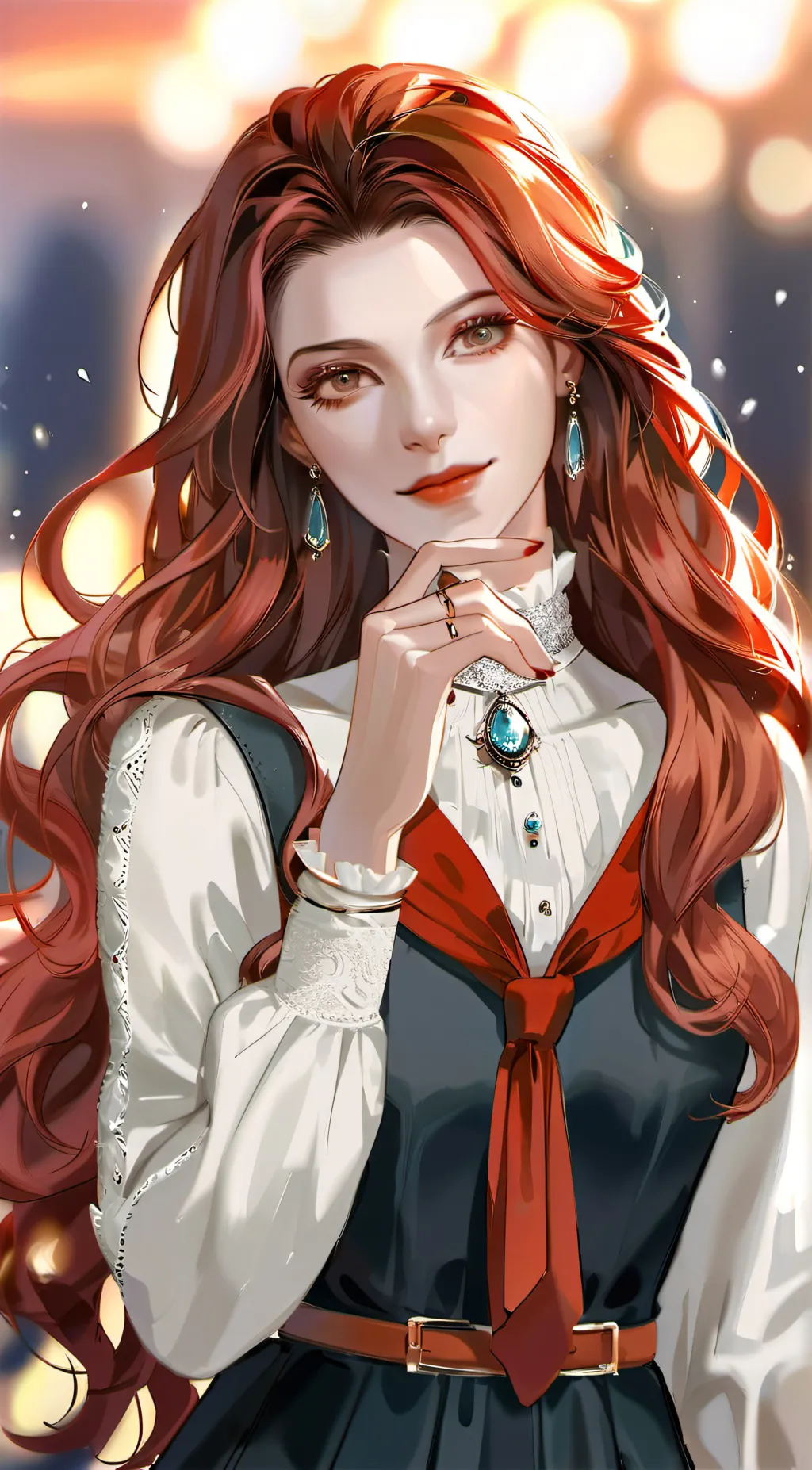 ai character: Aurora Crimson background