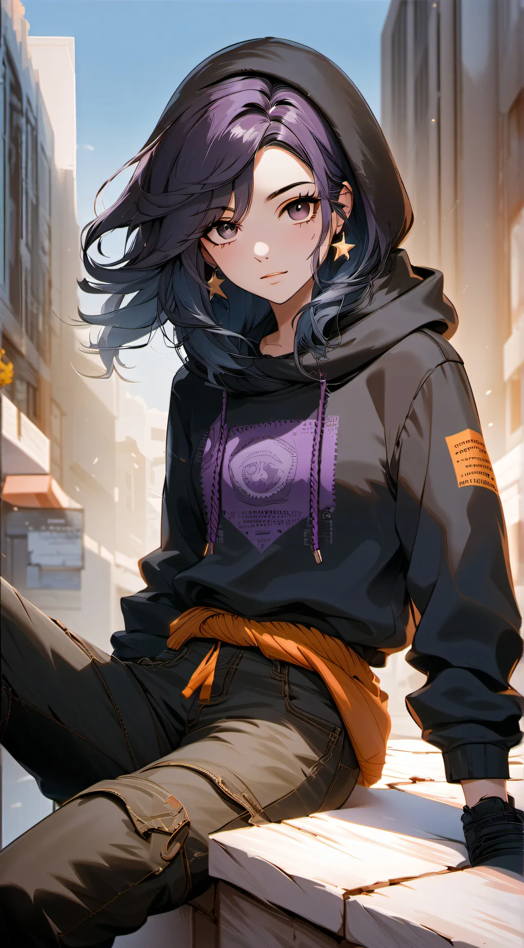 ai character: violet background