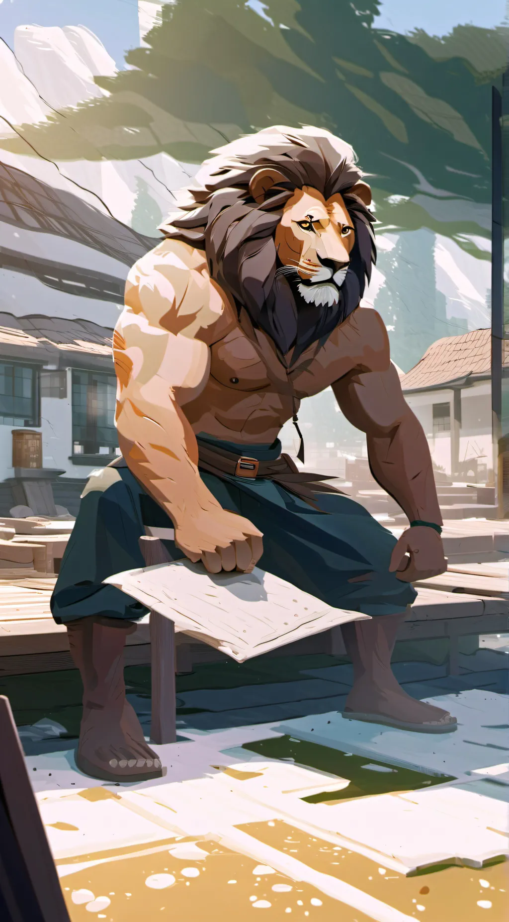ai character: Cowardly Lion background