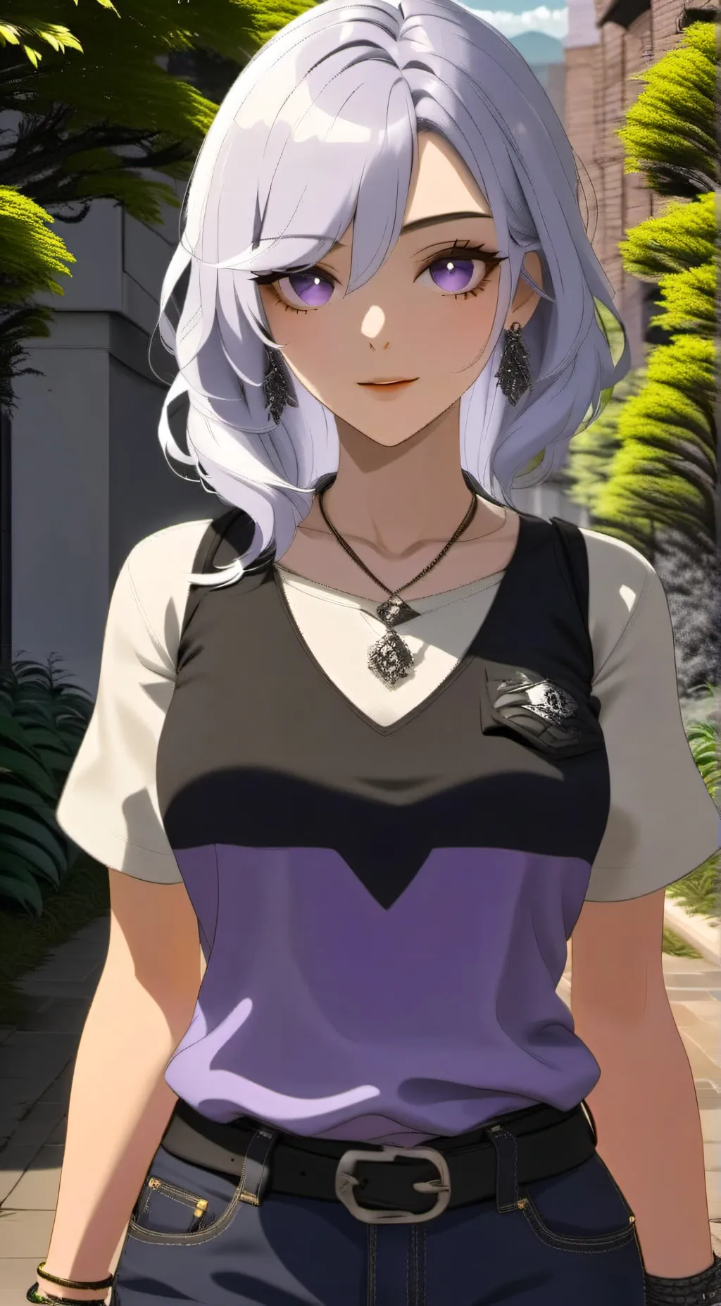 ai character: Violet background