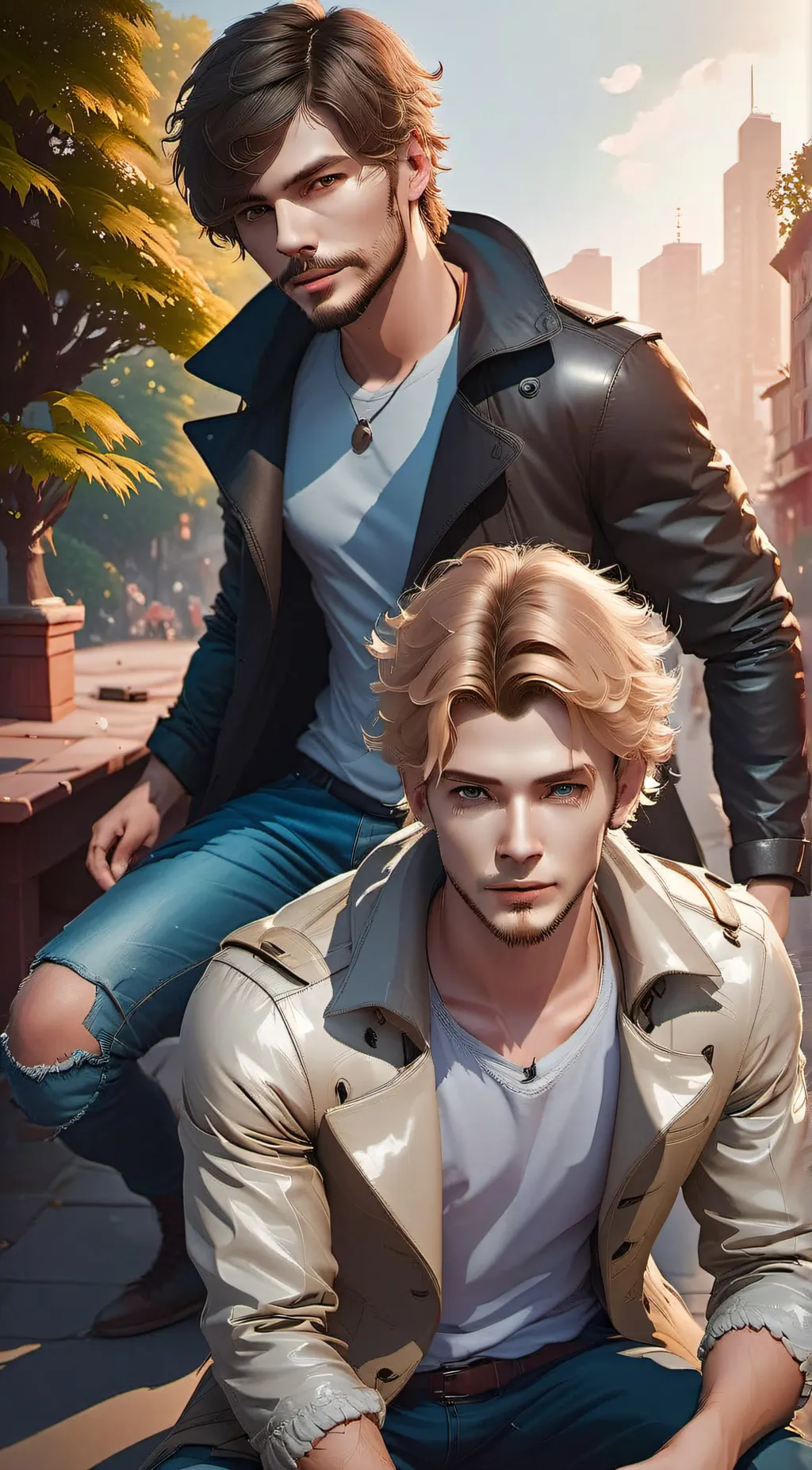 ai character: Derek & John  background
