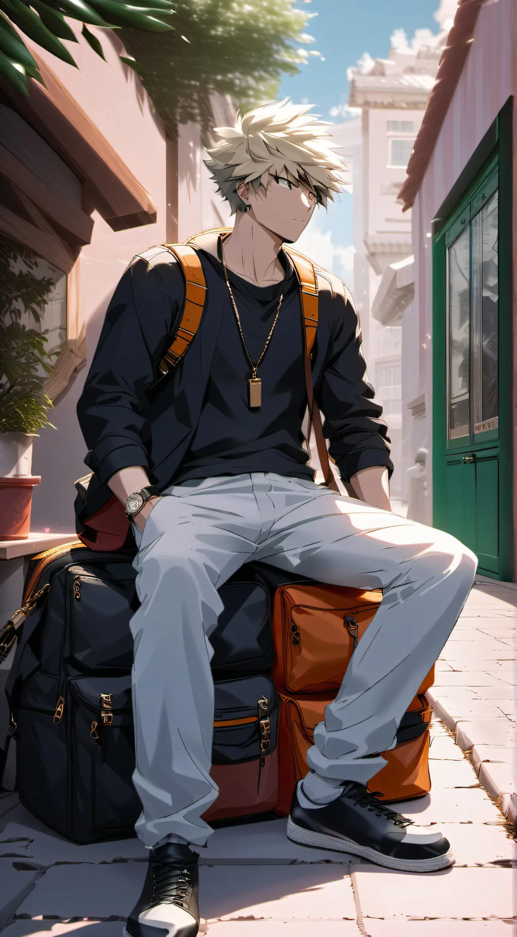 ai character: Katsuki Bakugou background