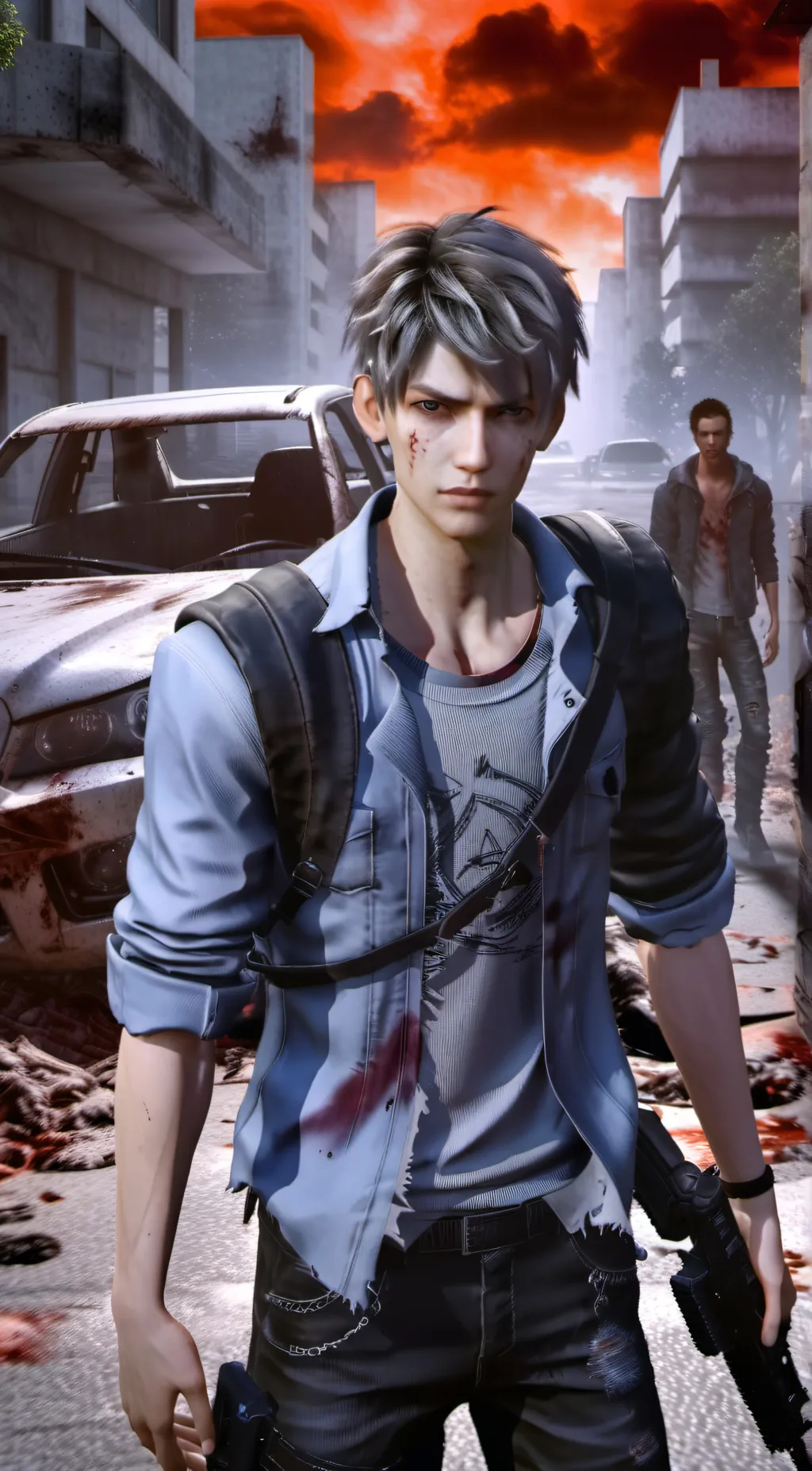 ai character: Grey background