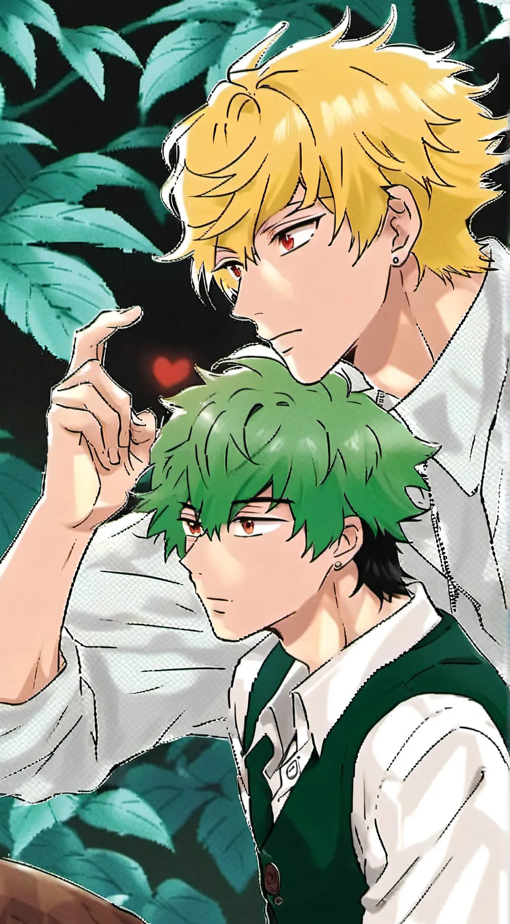ai character: Bakudeku 💚🧡 background