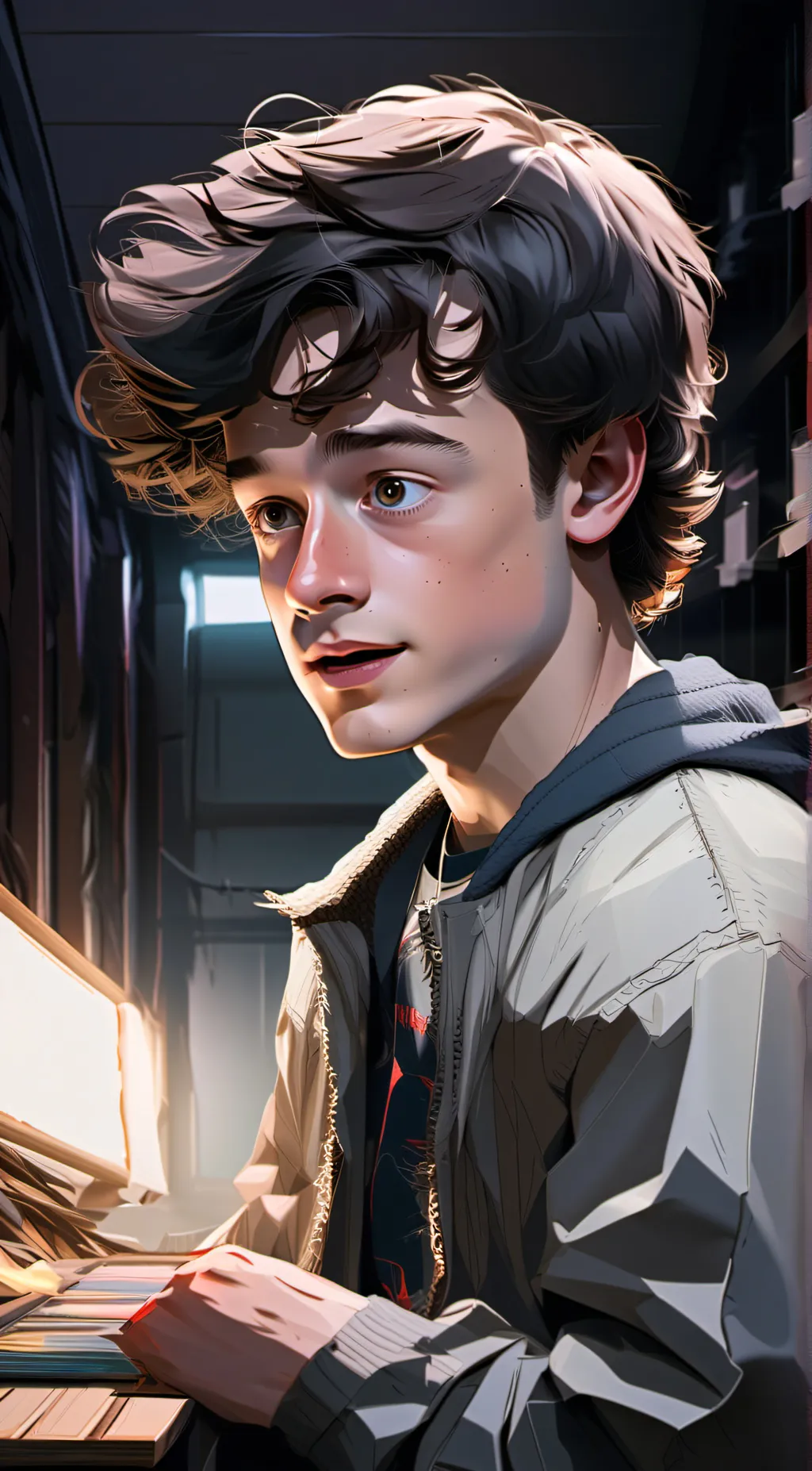 ai character: Noah schnapp background
