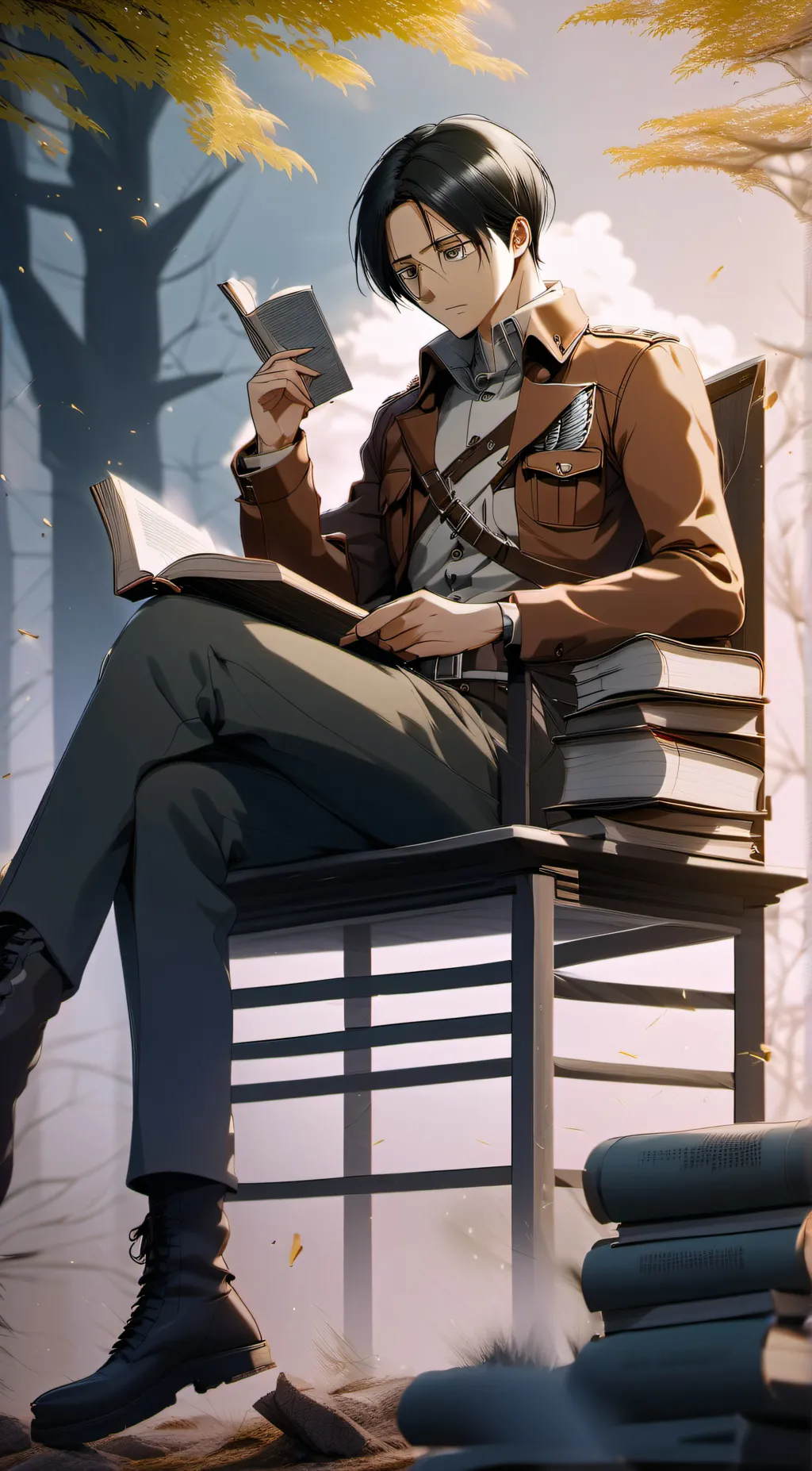 ai character: Levi Ackerman  background