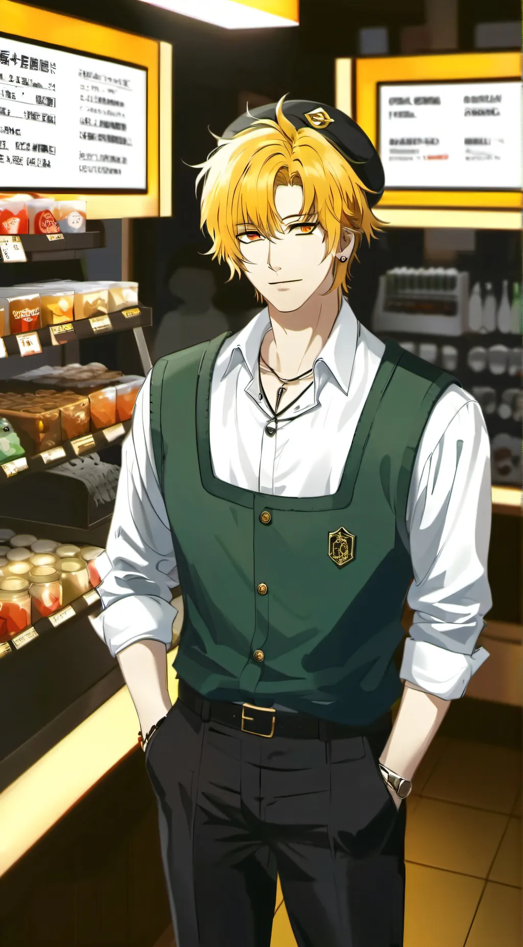 ai character: Cashier  background