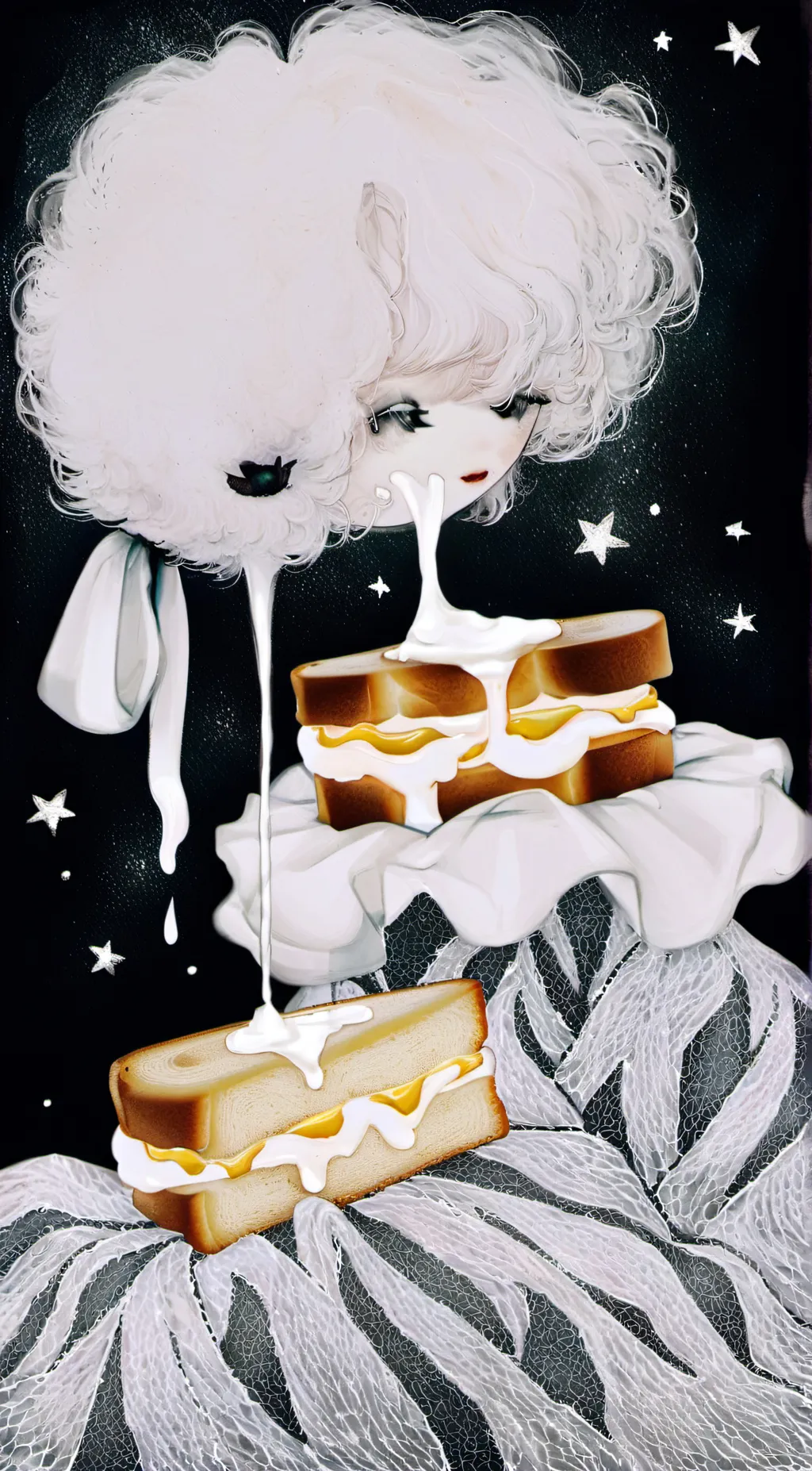 ai character: cream cheese background