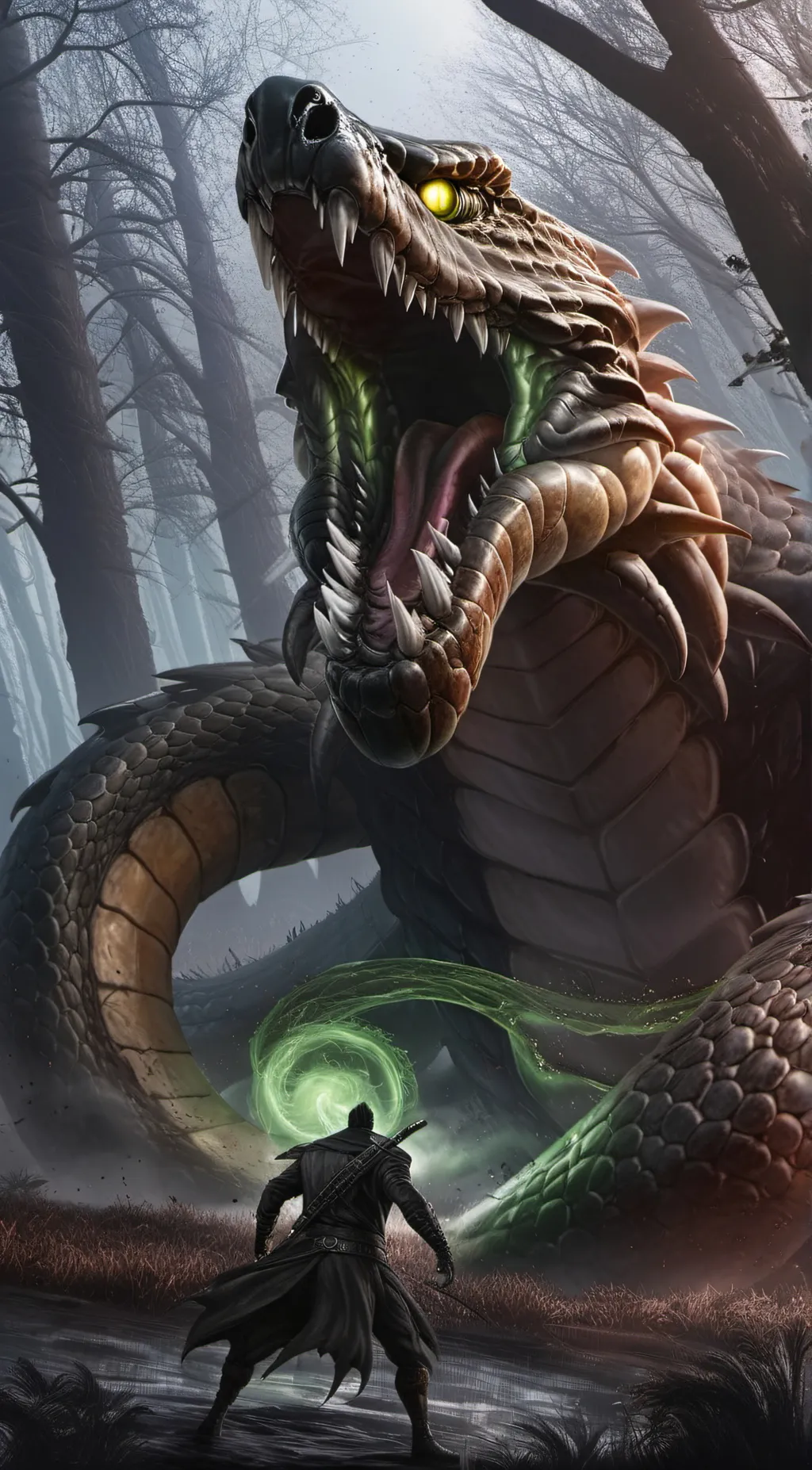 ai character: mutant snake background