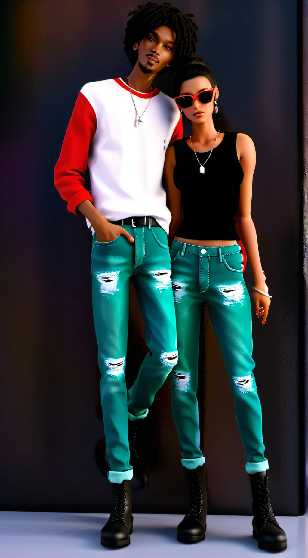 ai character: AJ and Shayla  background