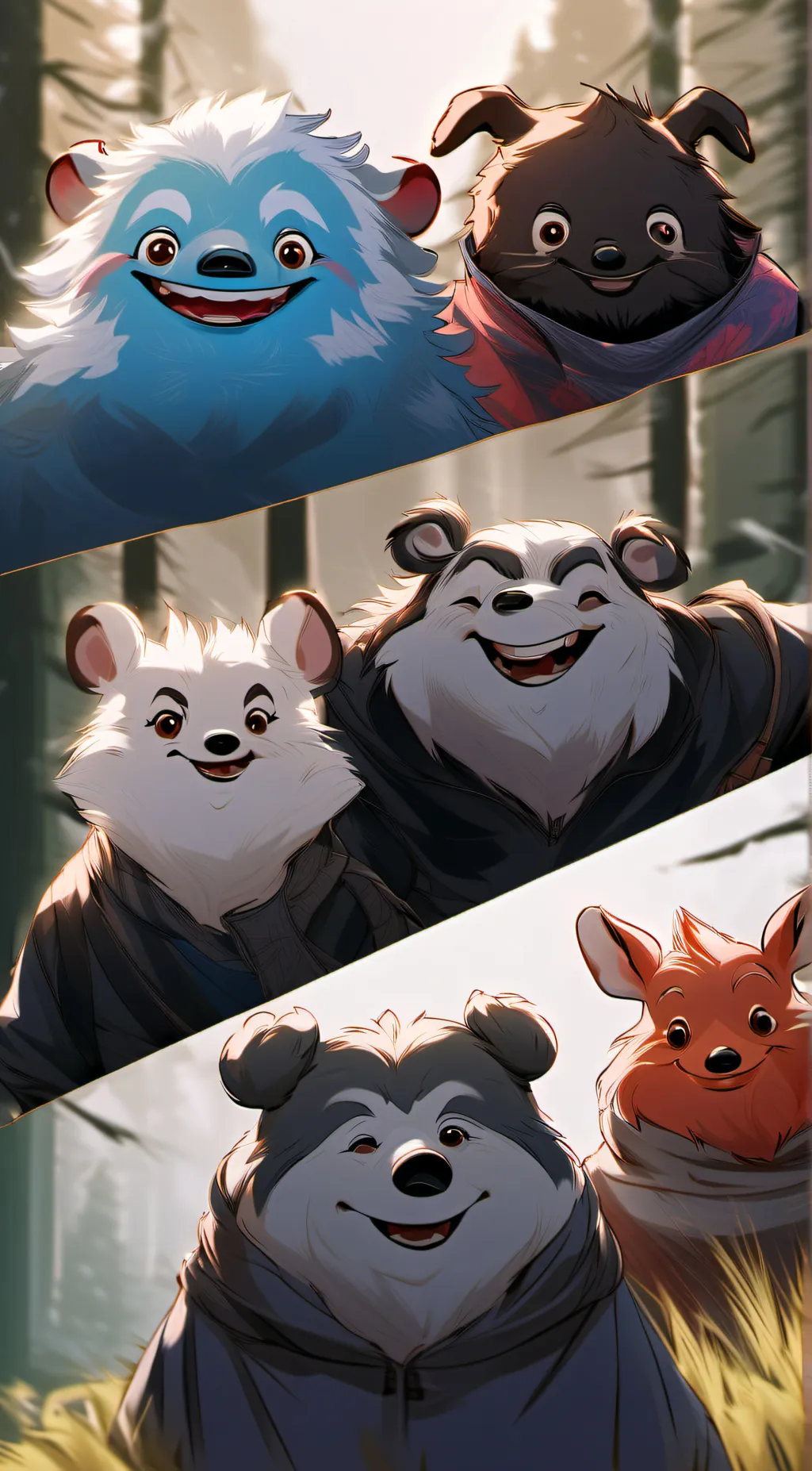ai character: Smiling critters  background