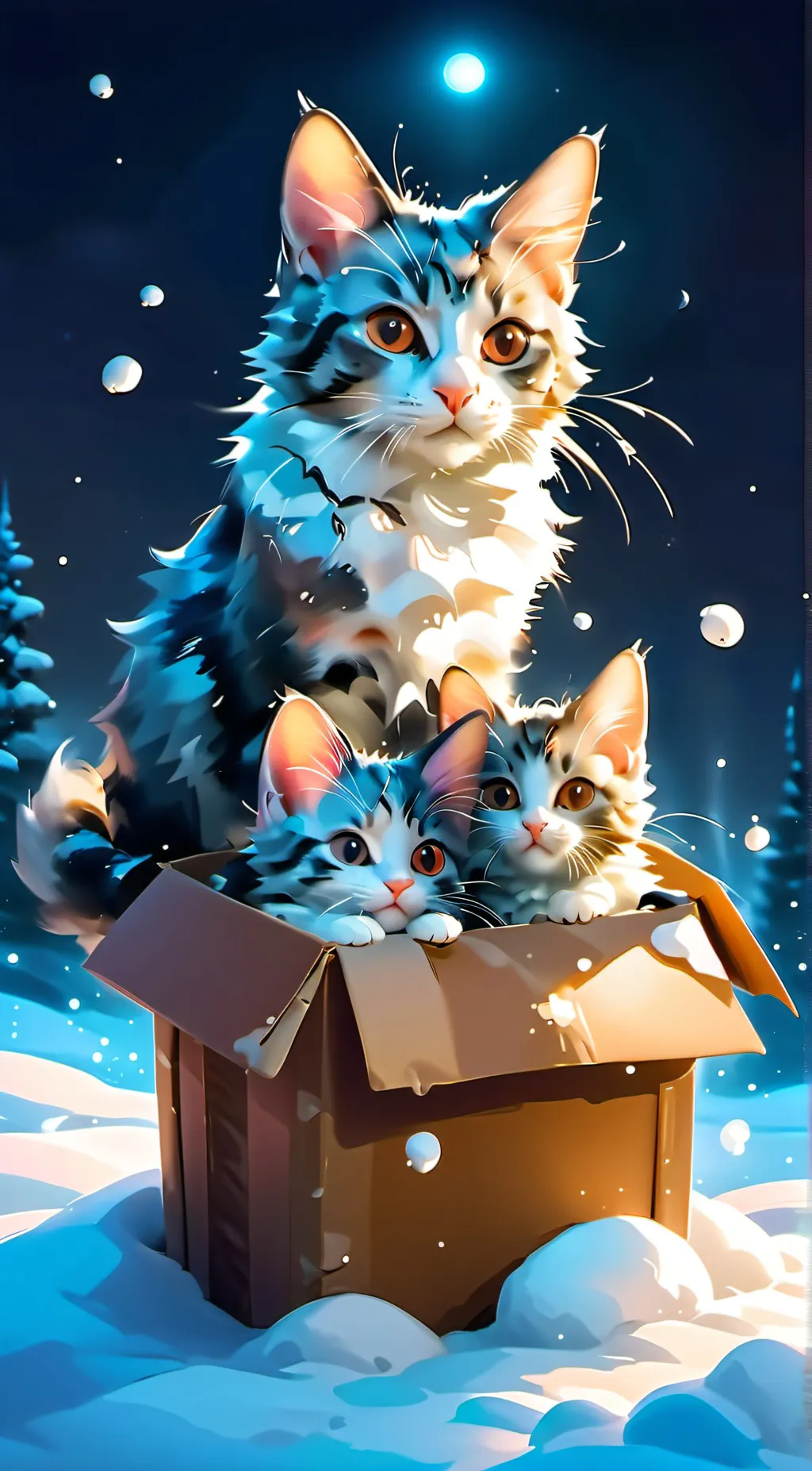 ai character: kittens and mama background
