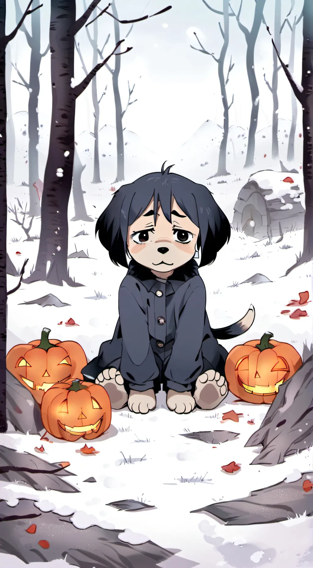 ai character: dogdepressed background