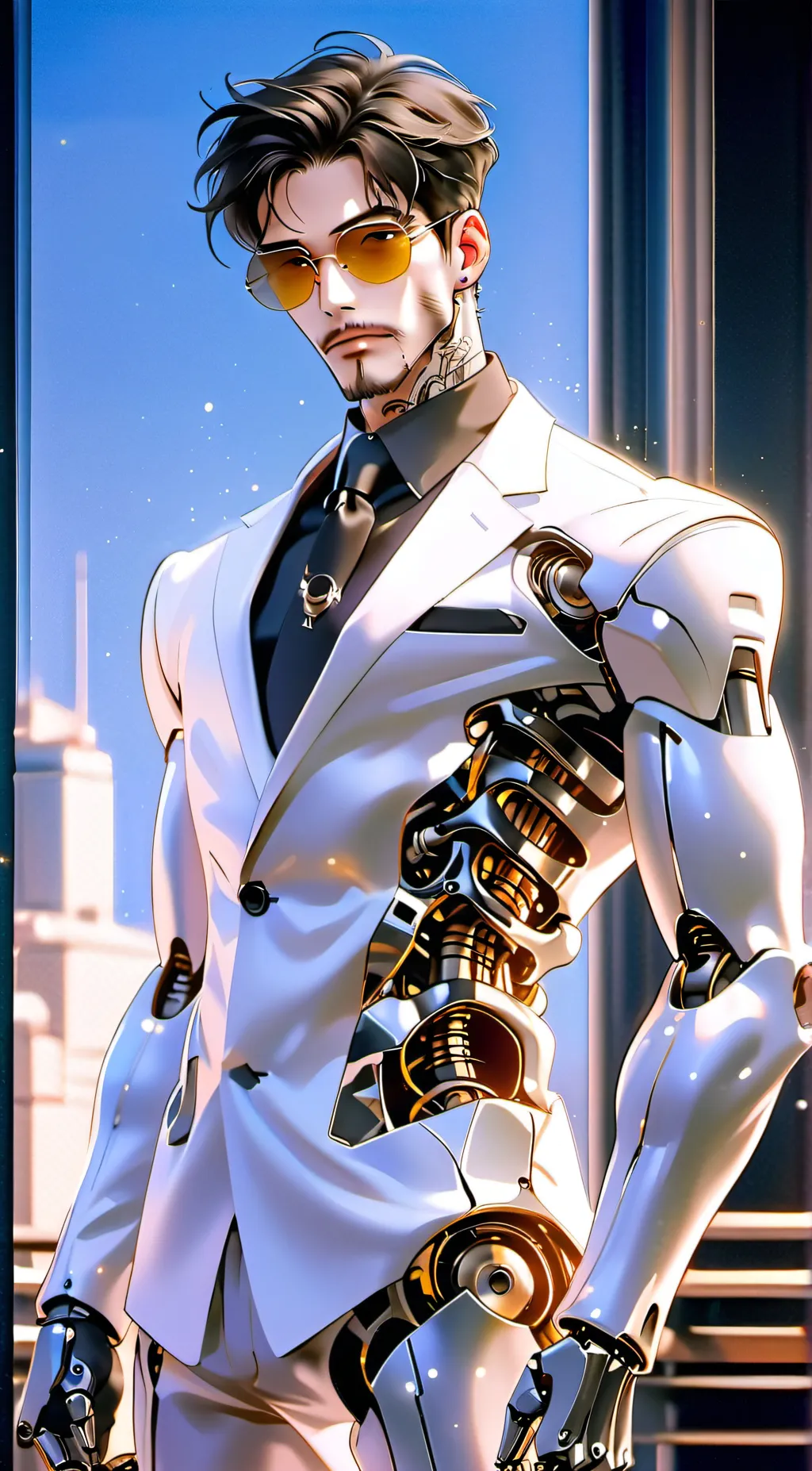 ai character: Uncle clunk robot background