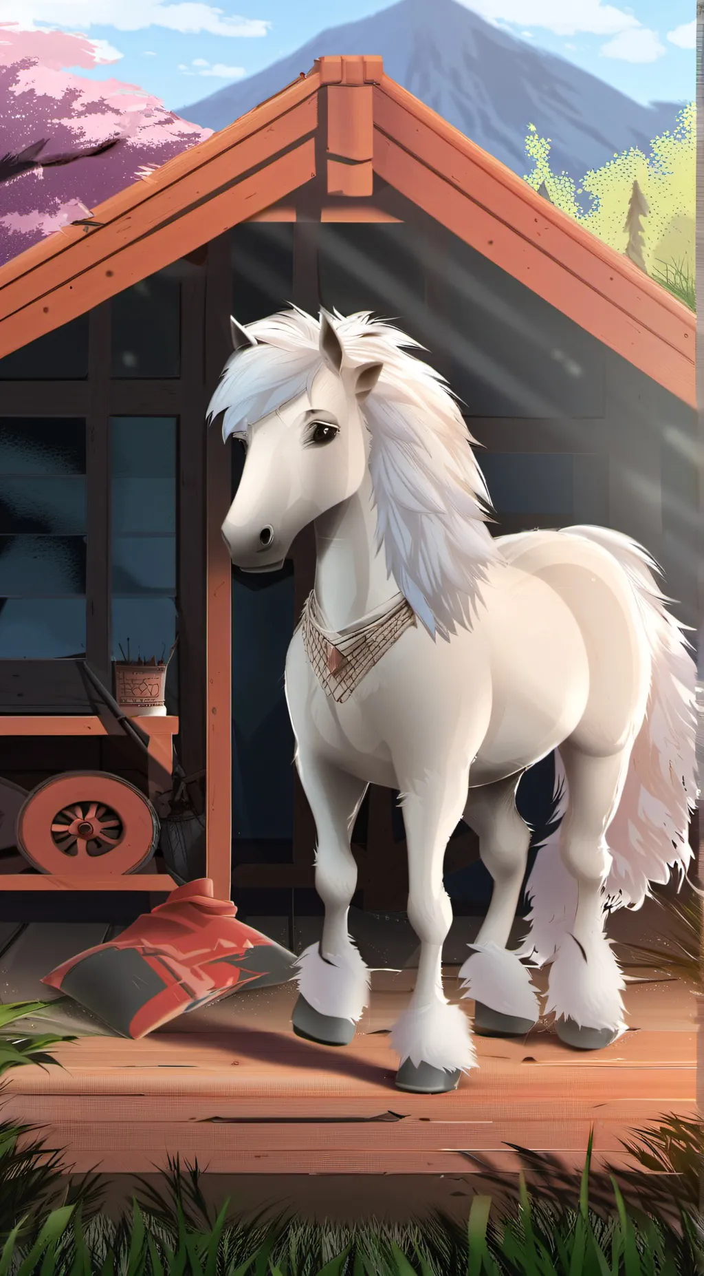 ai character: fluffy pony background