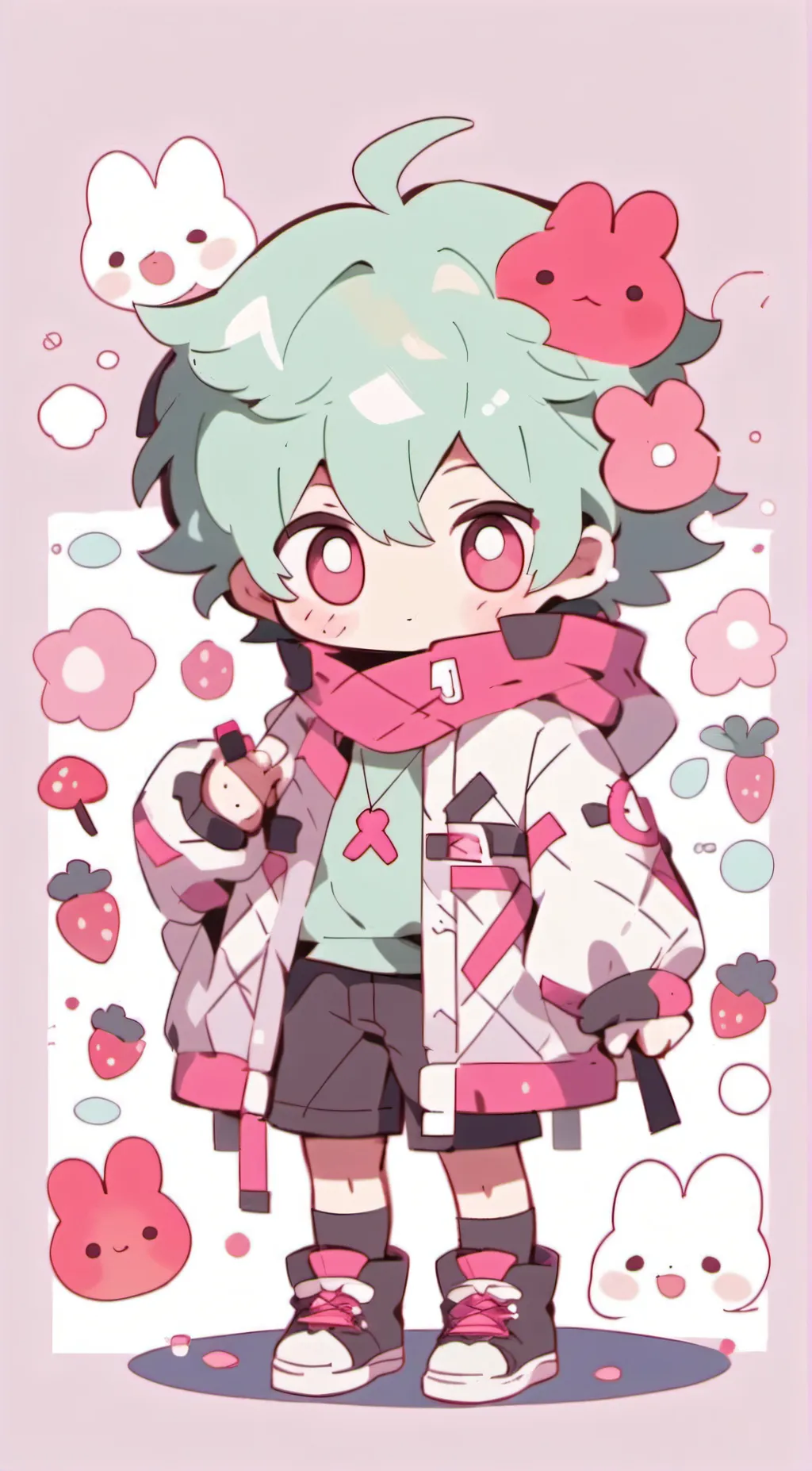 ai character: Strawberry background