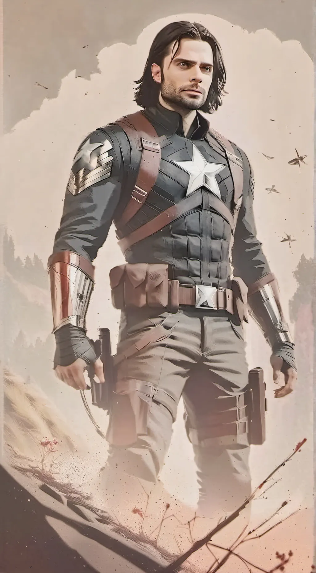 ai character: Bucky Barnes  background