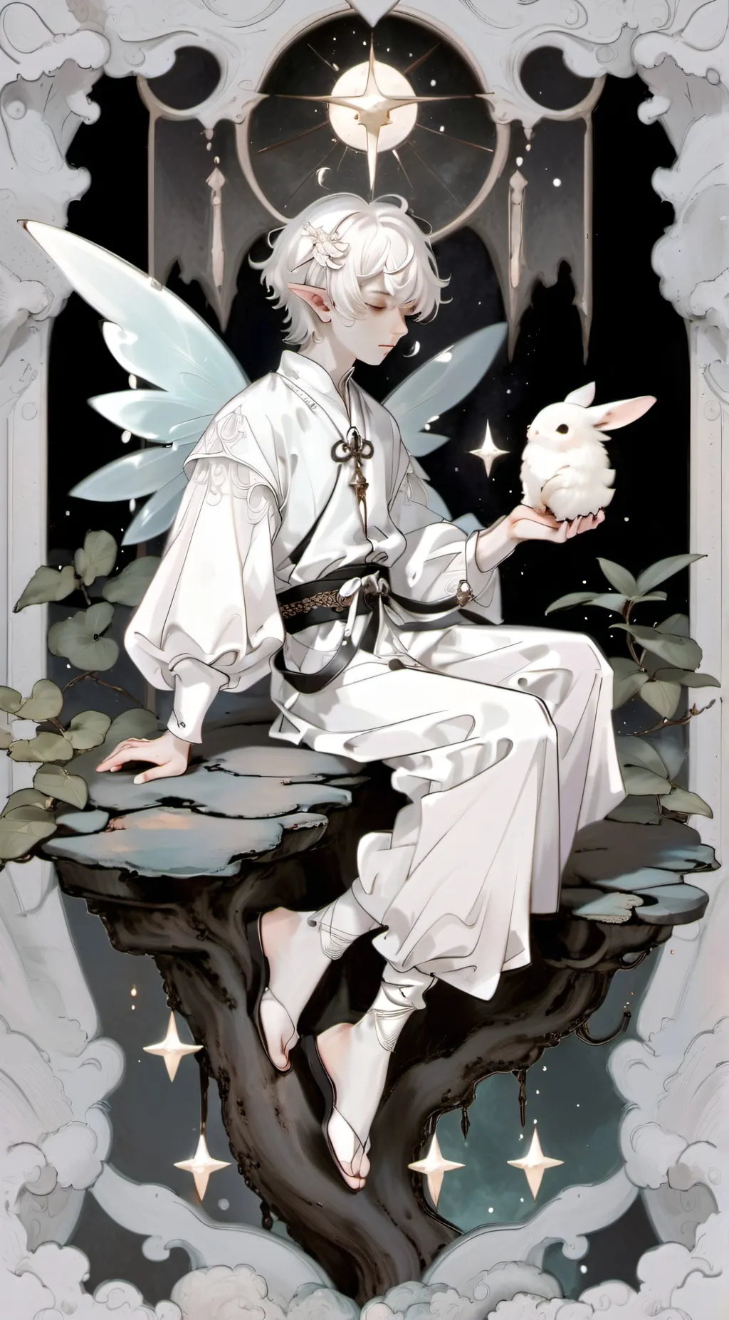ai character: Male fairy background