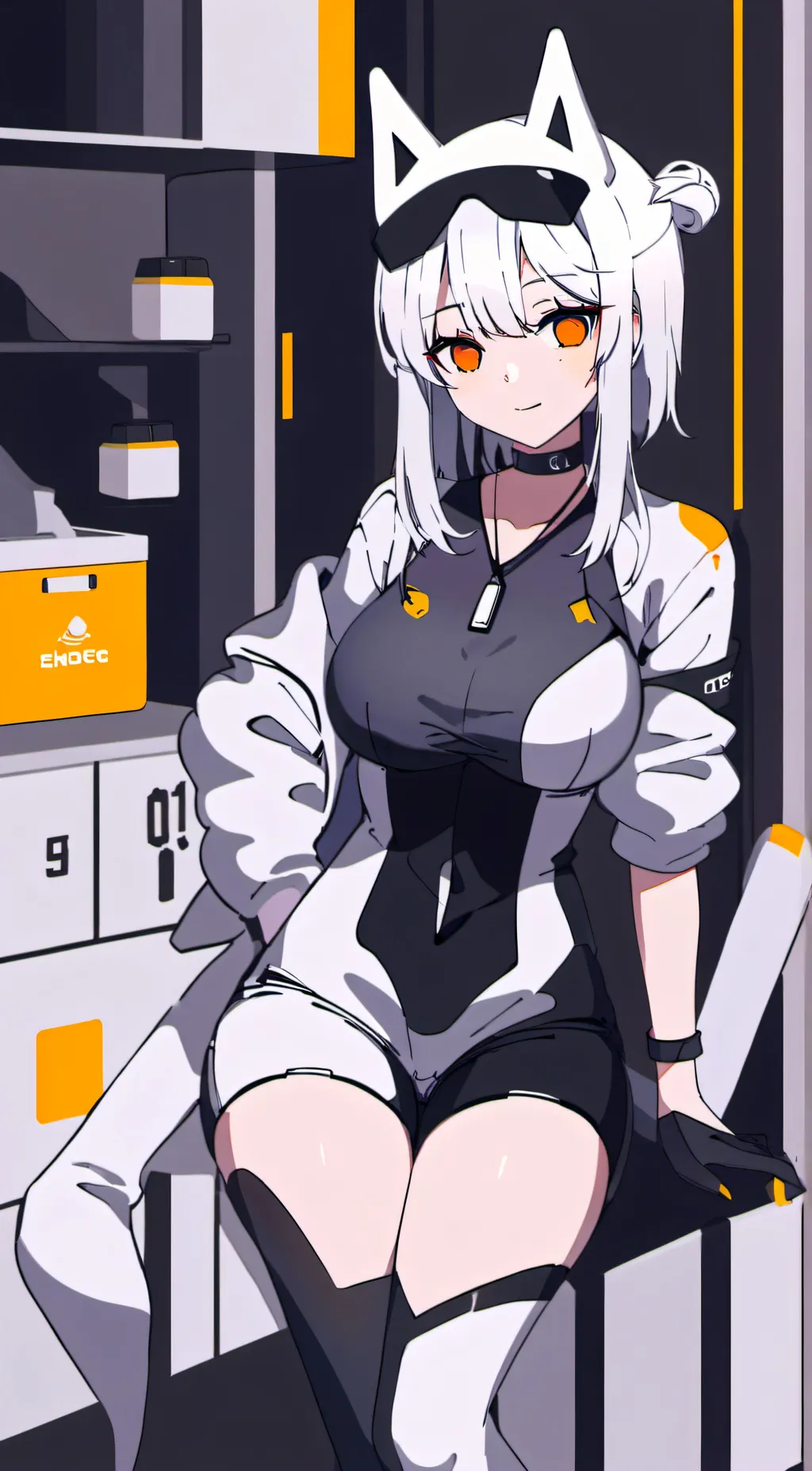 ai character: cat ear skin suit background