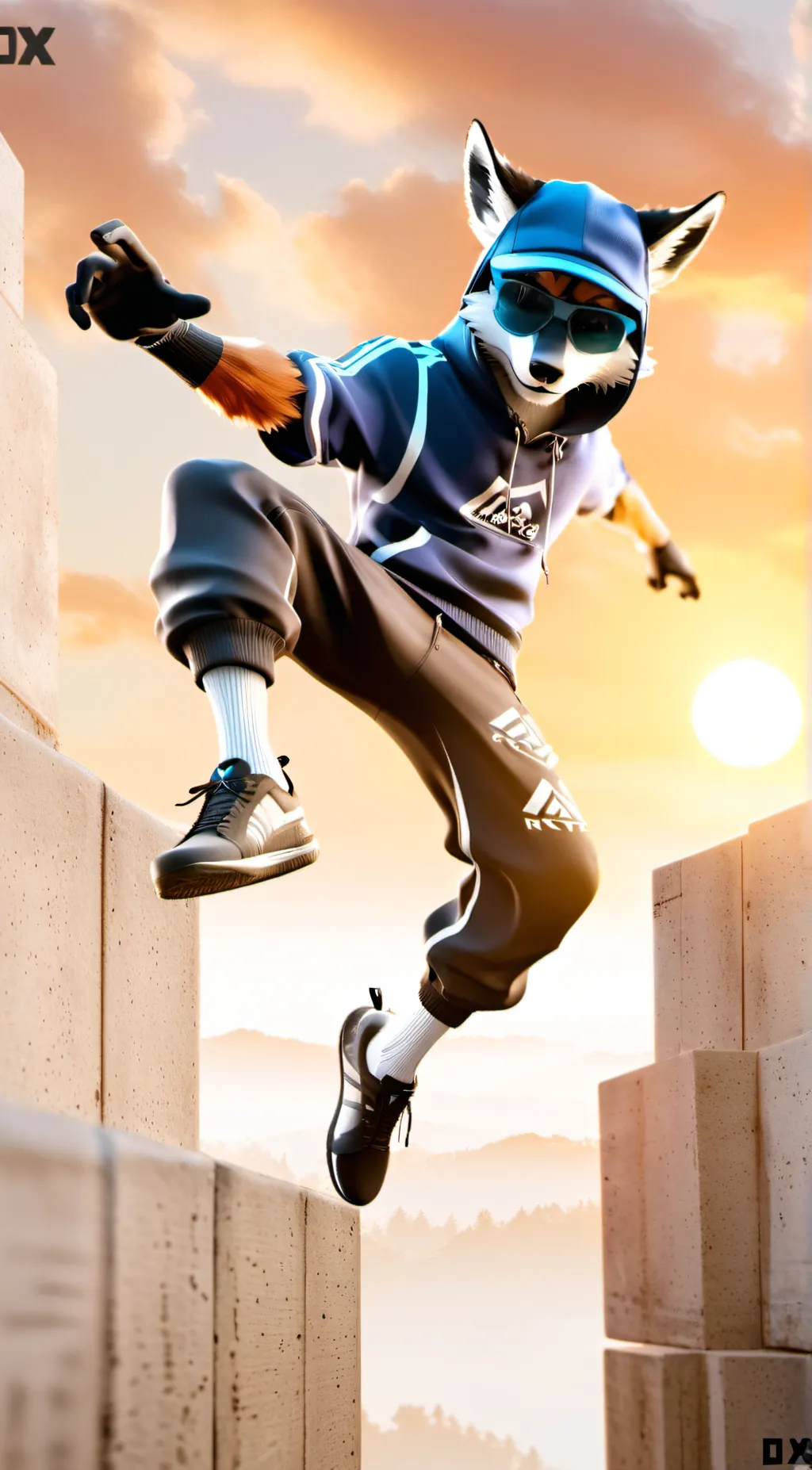ai character: Parkour Fur background