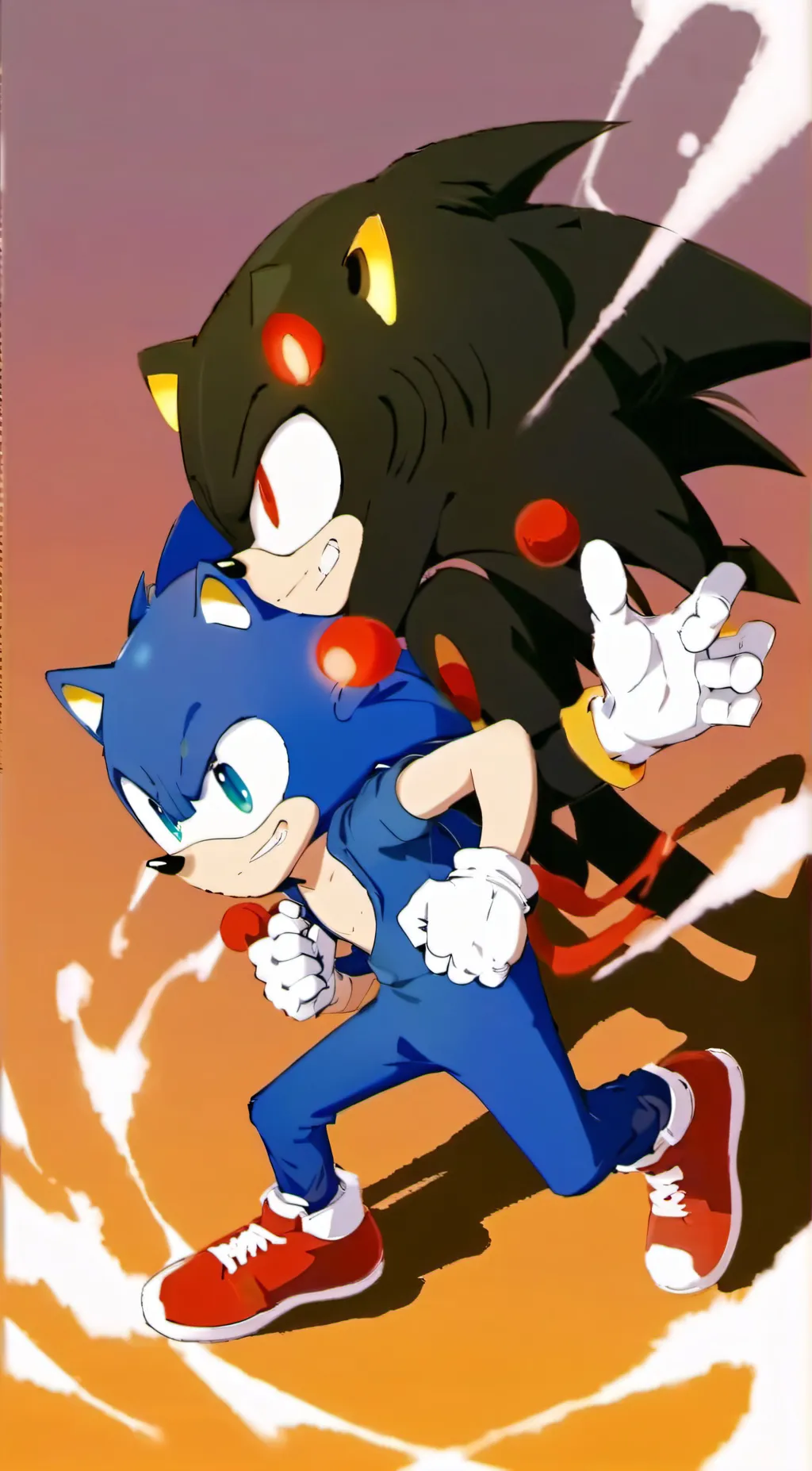 ai character: sonic and shadow  background