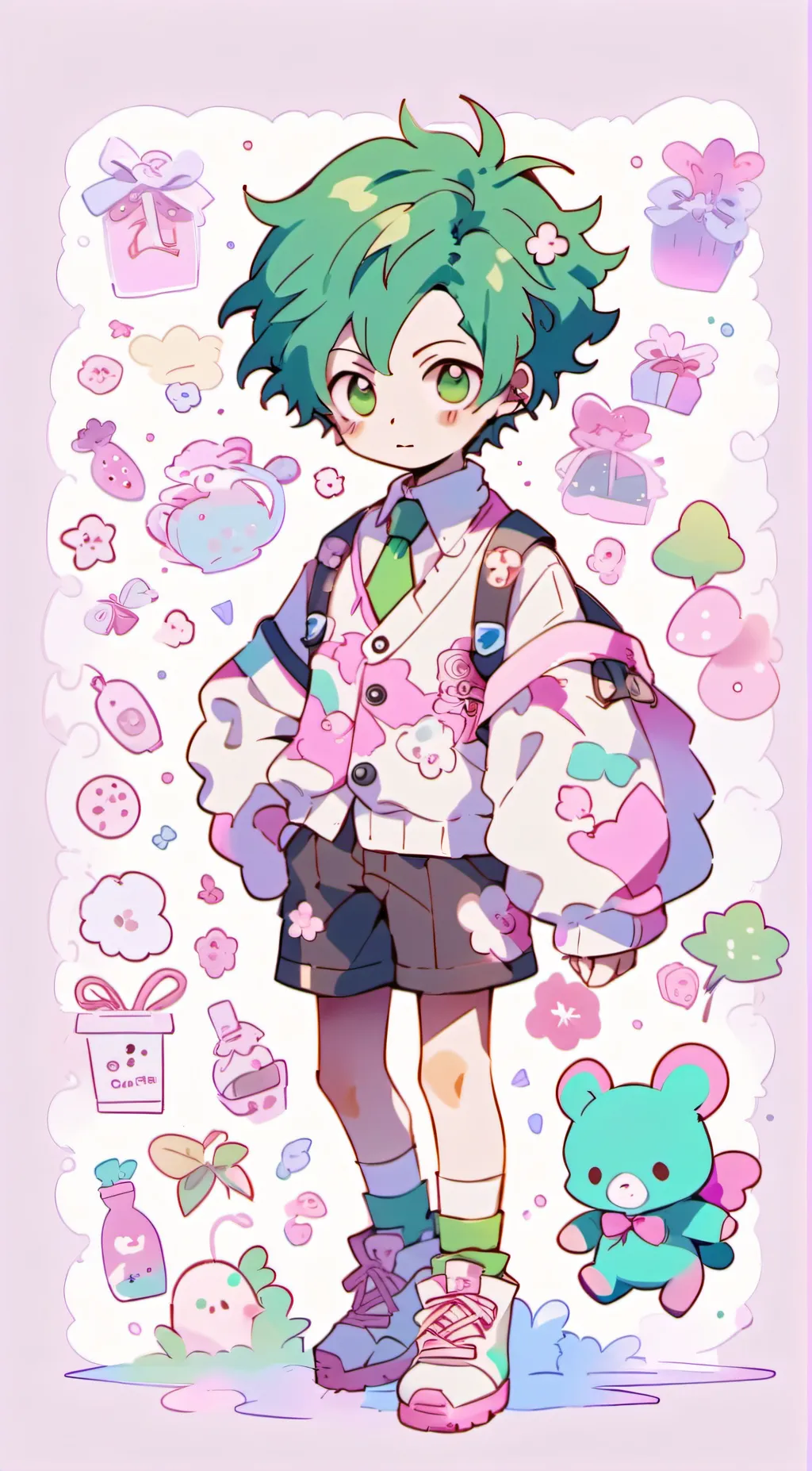 ai character: baby midoriya 💚💚✨ background