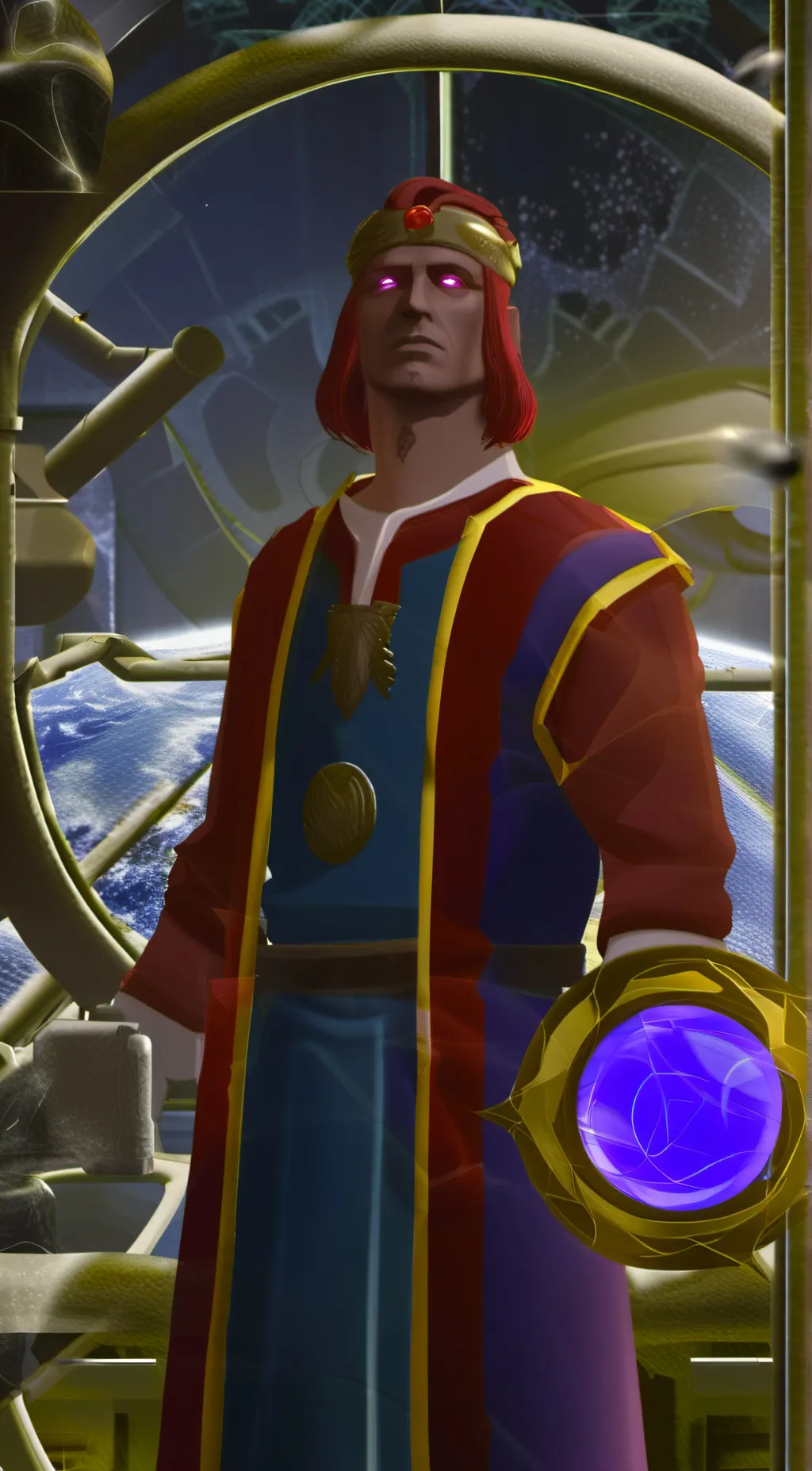 ai character: Magnus the Red background